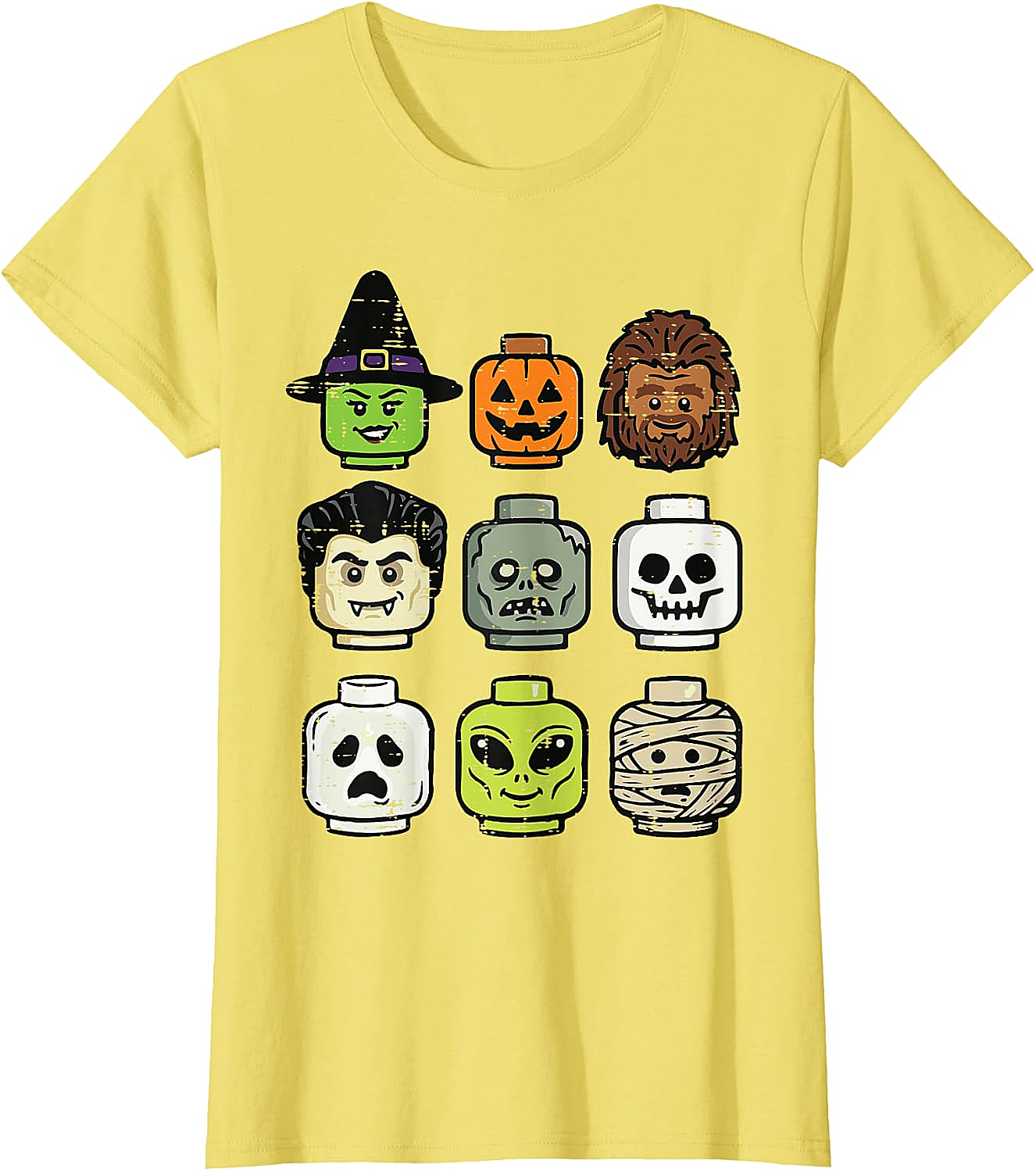 Cute Bricks Halloween Monster Heads T-Shirt 