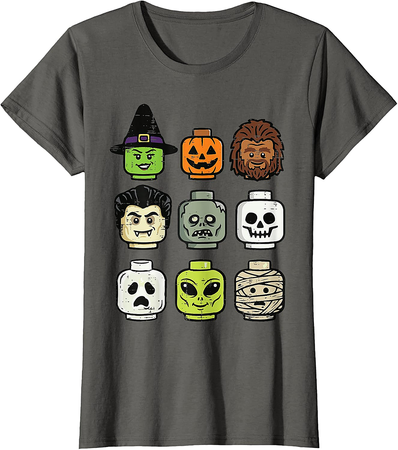 Cute Bricks Halloween Monster Heads T-Shirt 