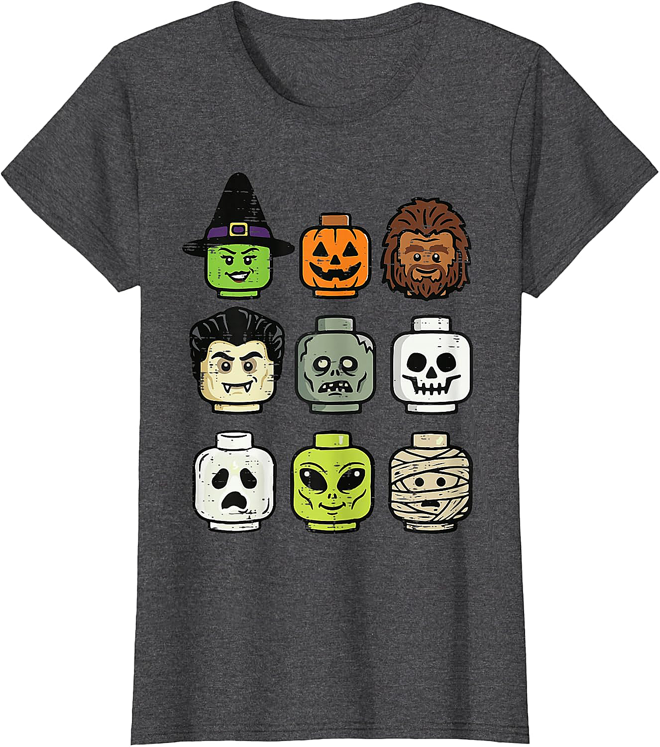 Cute Bricks Halloween Monster Heads T-Shirt 