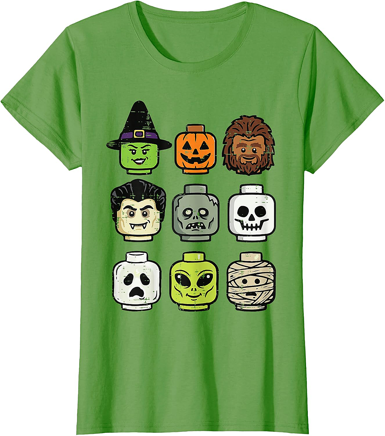 Cute Bricks Halloween Monster Heads T-Shirt 