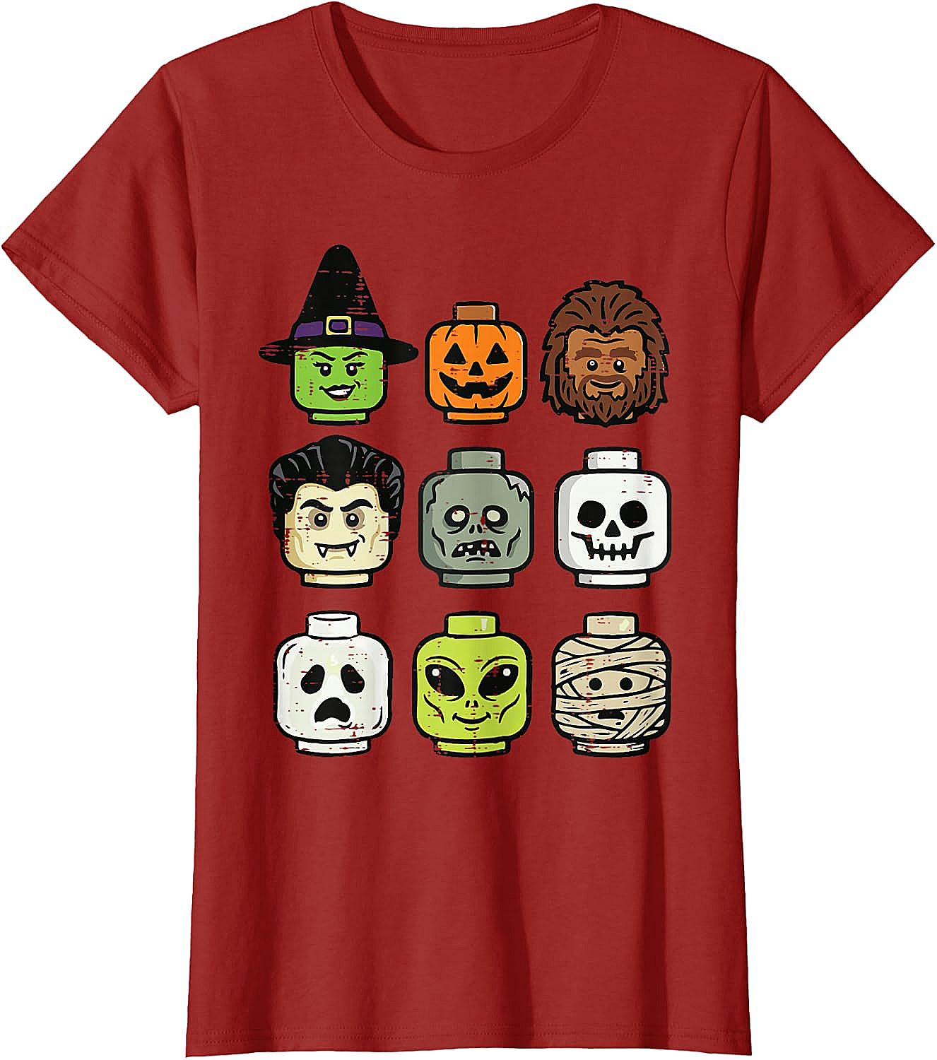 Cute Bricks Halloween Monster Heads T-Shirt 