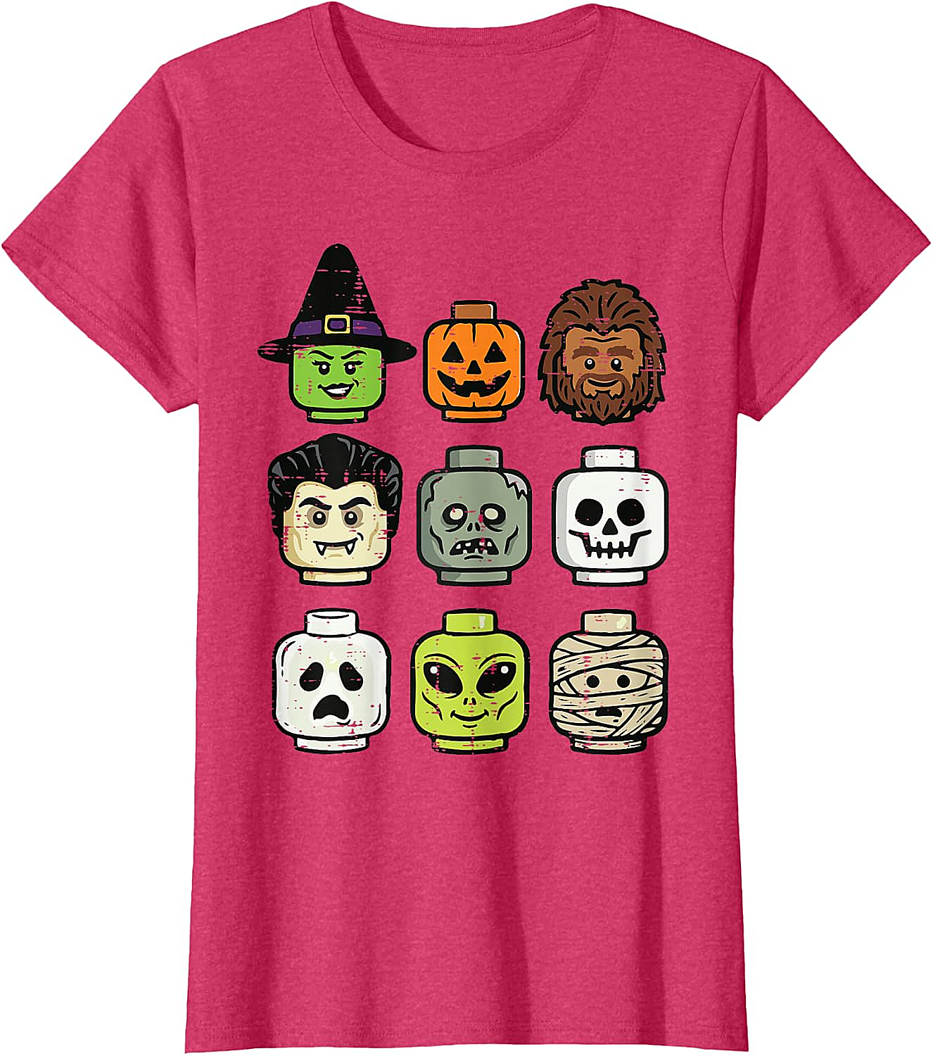 Cute Bricks Halloween Monster Heads T-Shirt 