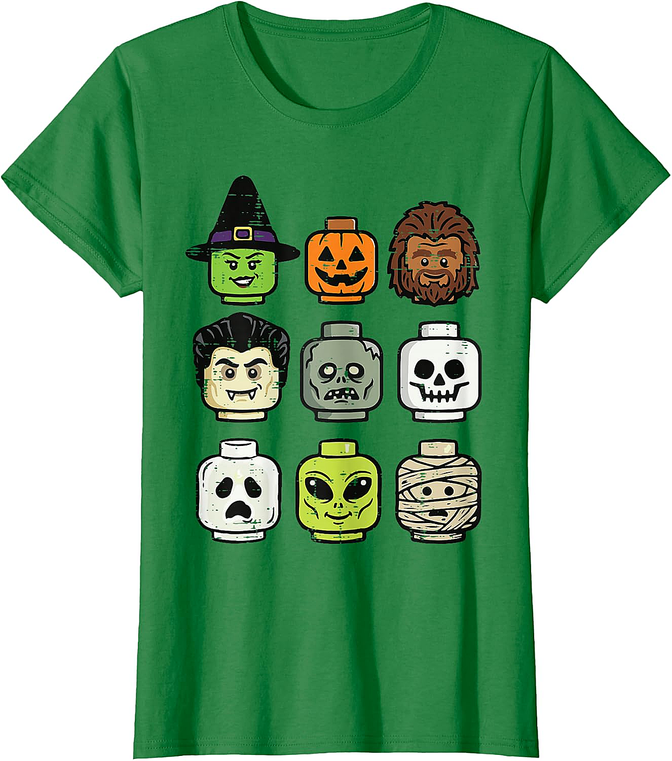 Cute Bricks Halloween Monster Heads T-Shirt 