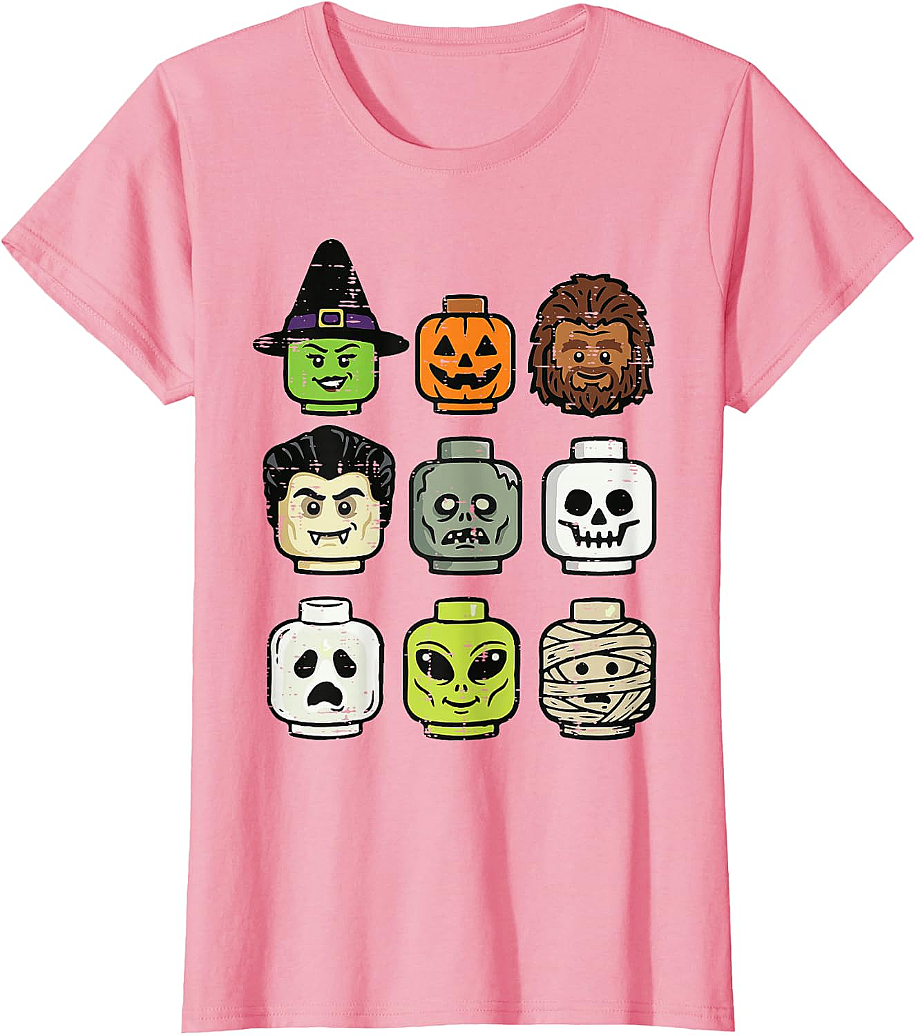 Cute Bricks Halloween Monster Heads T-Shirt 