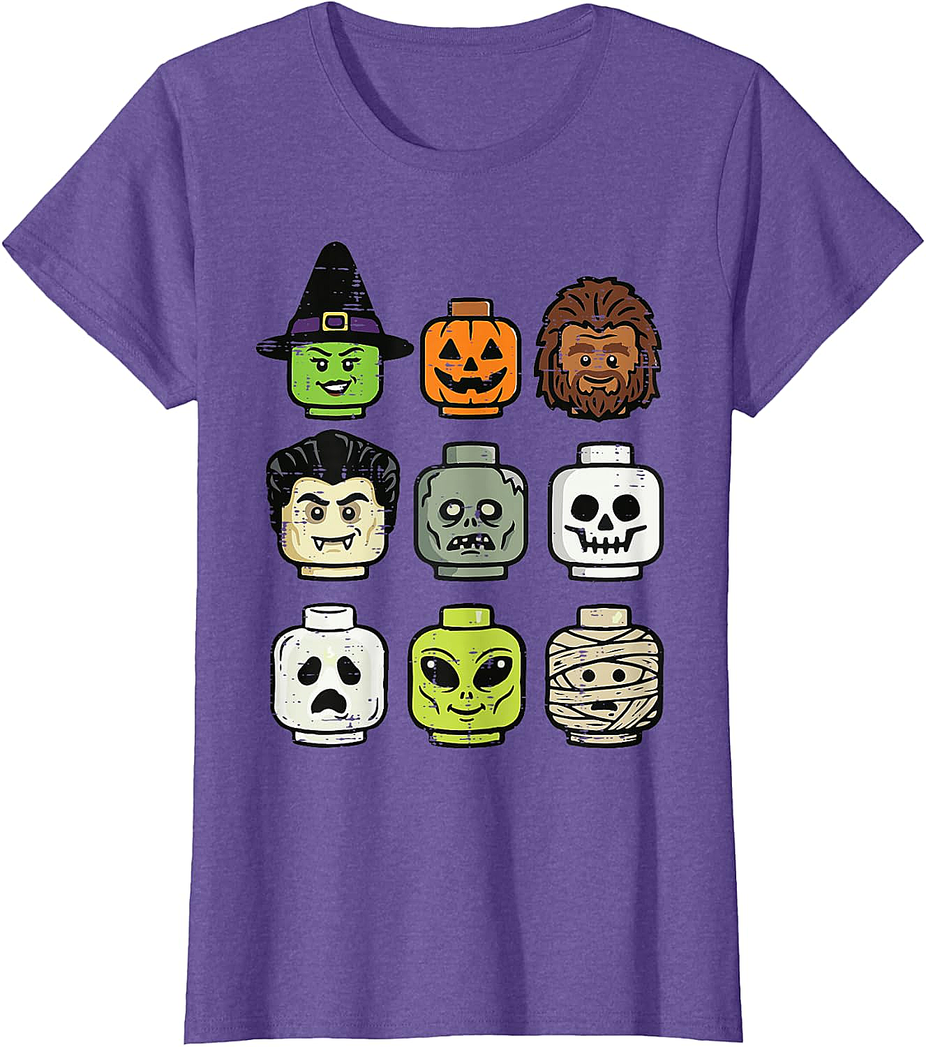 Cute Bricks Halloween Monster Heads T-Shirt 