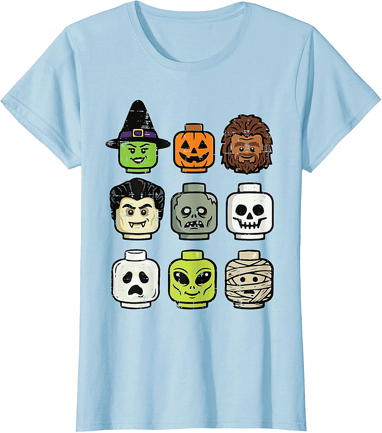 Cute Bricks Halloween Monster Heads T-Shirt 
