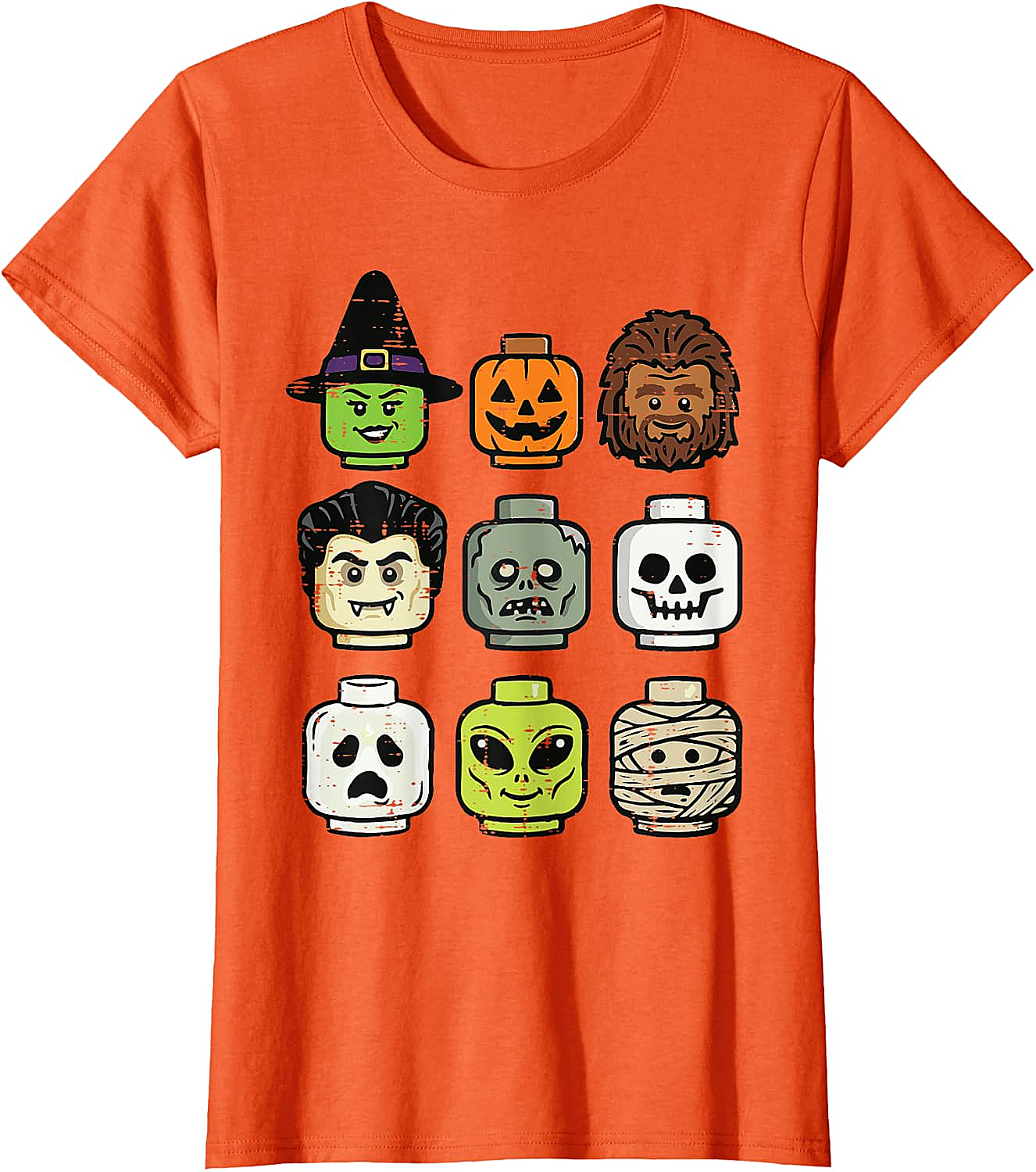 Cute Bricks Halloween Monster Heads T-Shirt 