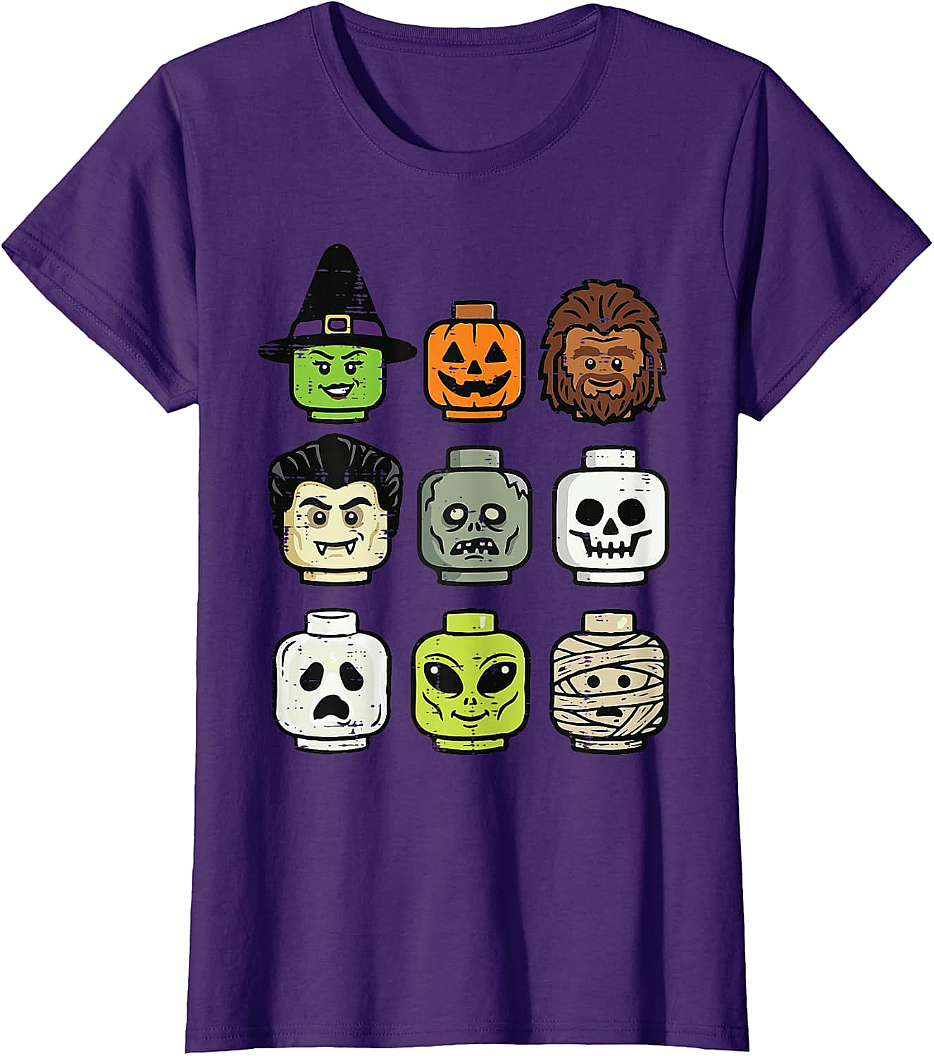 Cute Bricks Halloween Monster Heads T-Shirt 