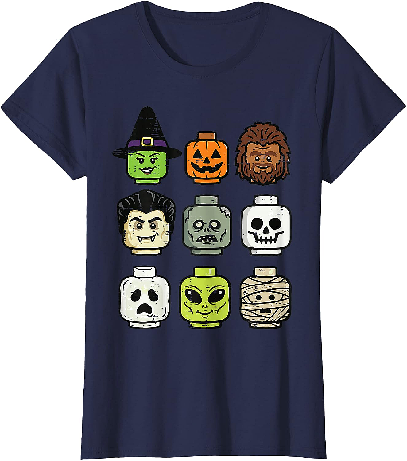 Cute Bricks Halloween Monster Heads T-Shirt 