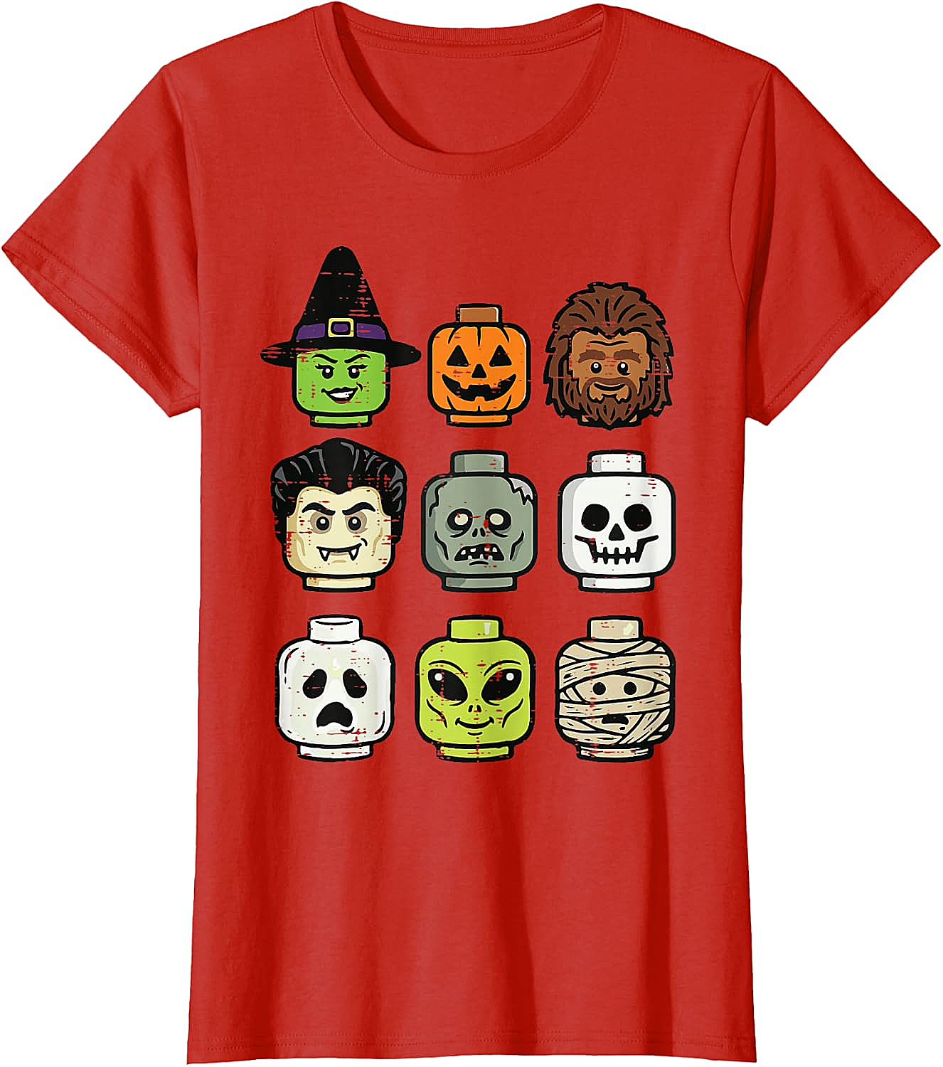Cute Bricks Halloween Monster Heads T-Shirt 
