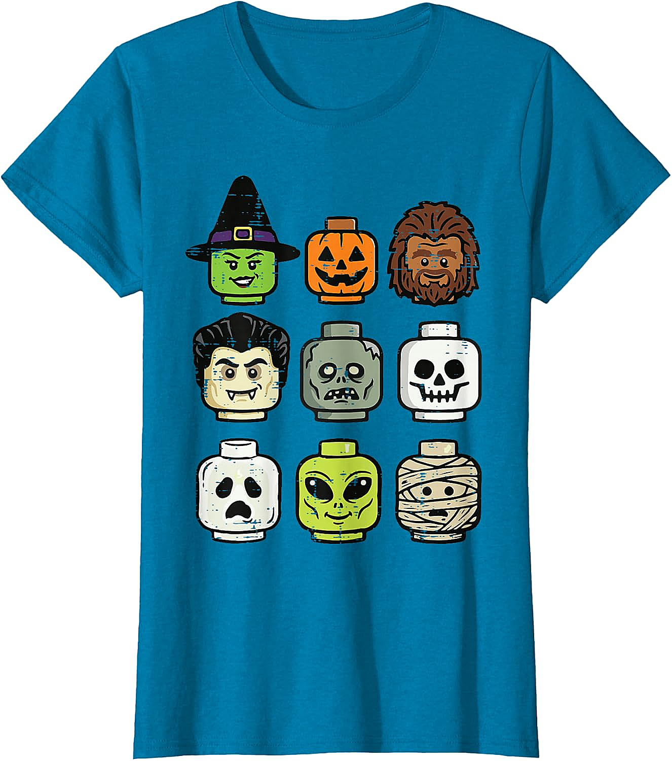 Cute Bricks Halloween Monster Heads T-Shirt 