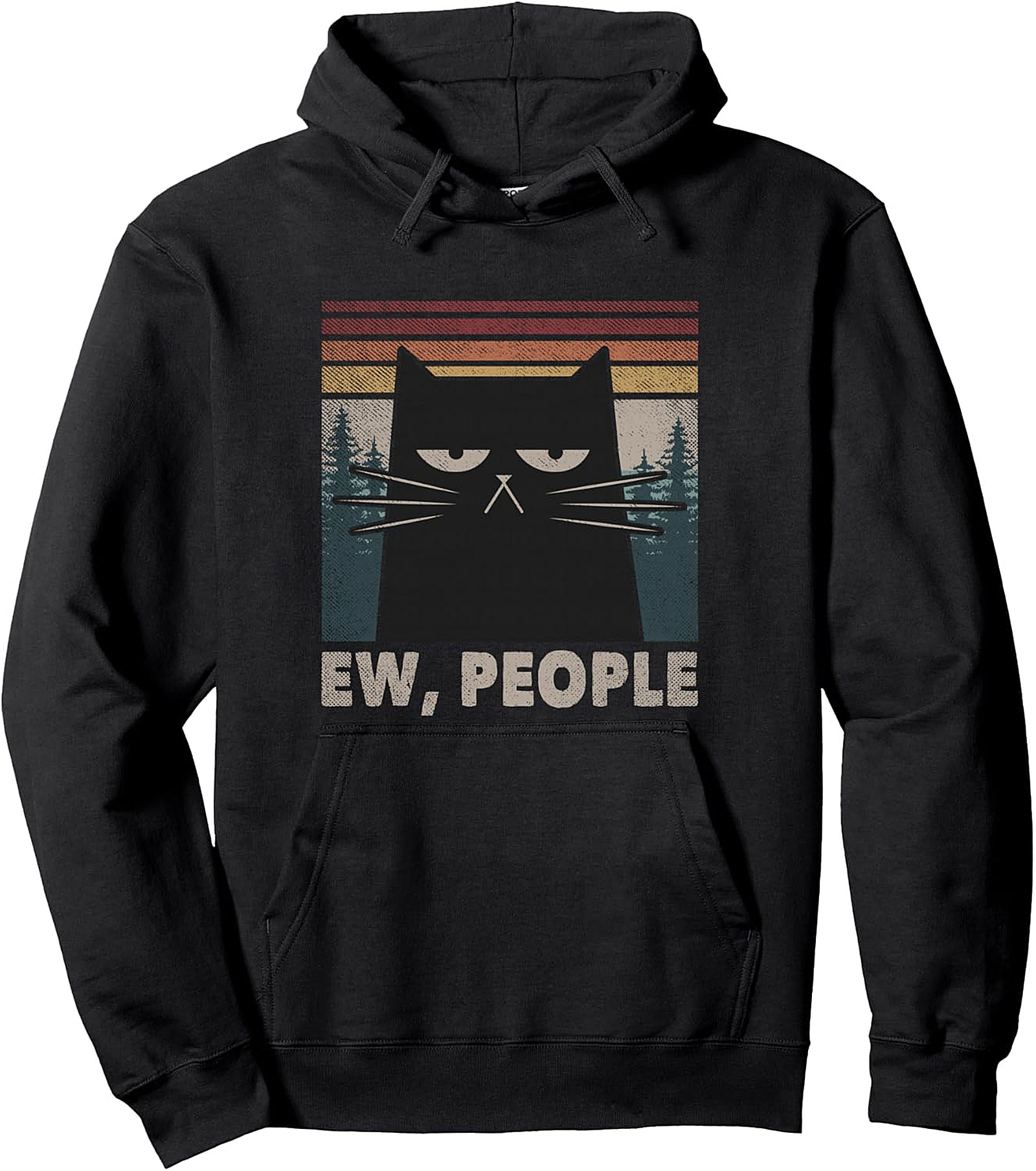 Ew People Black Cat Pullover Hoodie | Funny Introvert