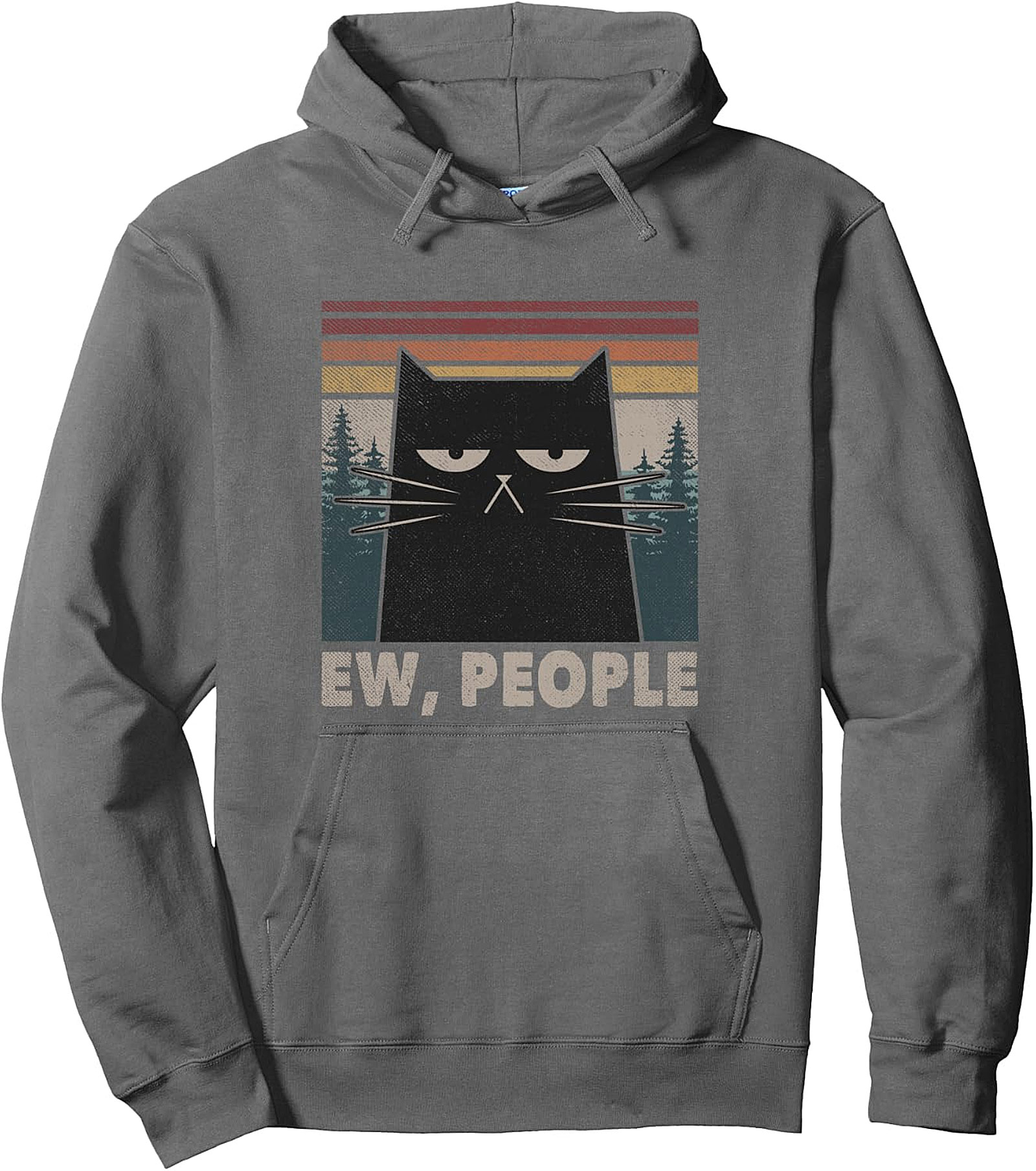 Ew People Black Cat Pullover Hoodie | Funny Introvert