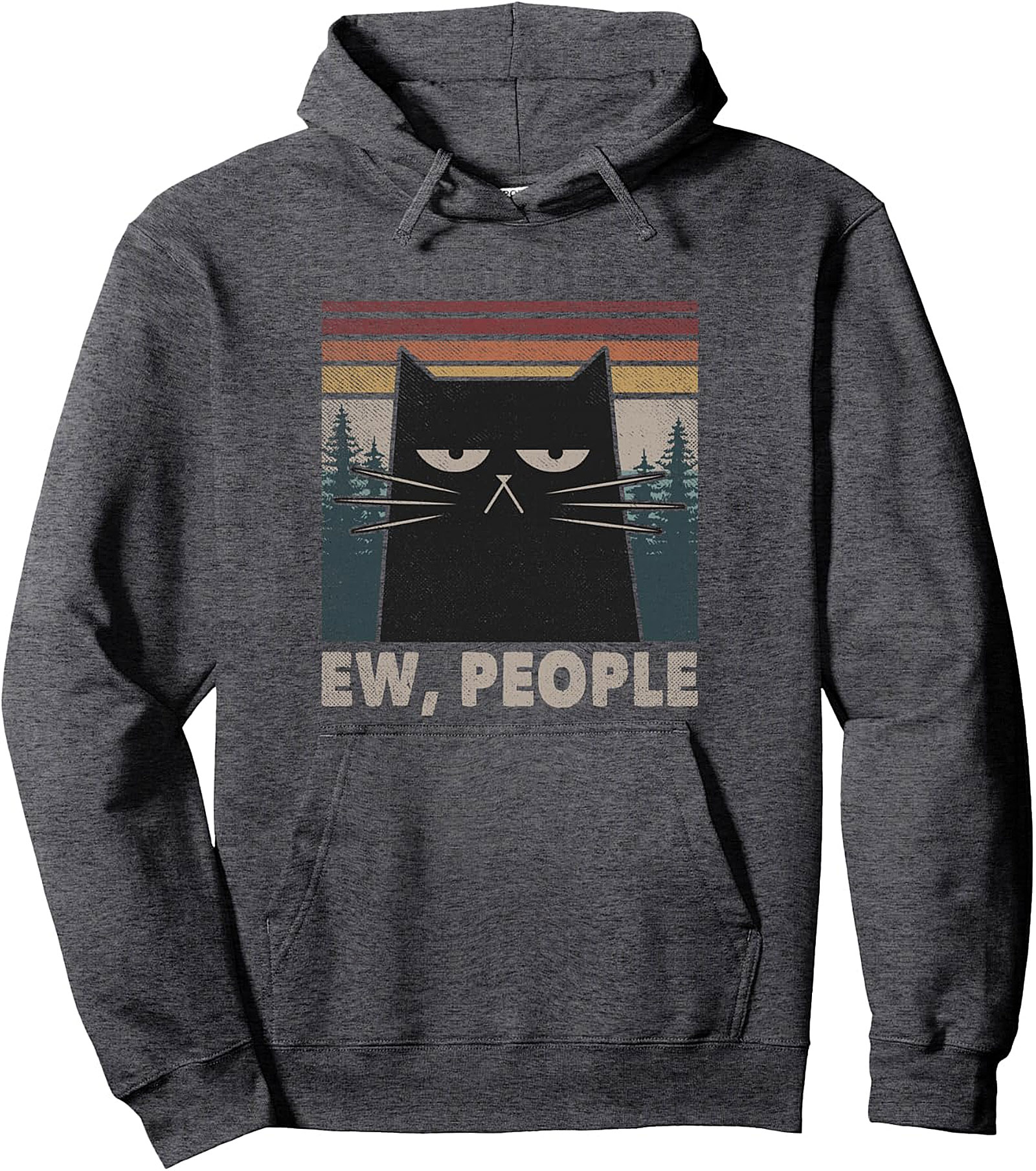 Ew People Black Cat Pullover Hoodie | Funny Introvert