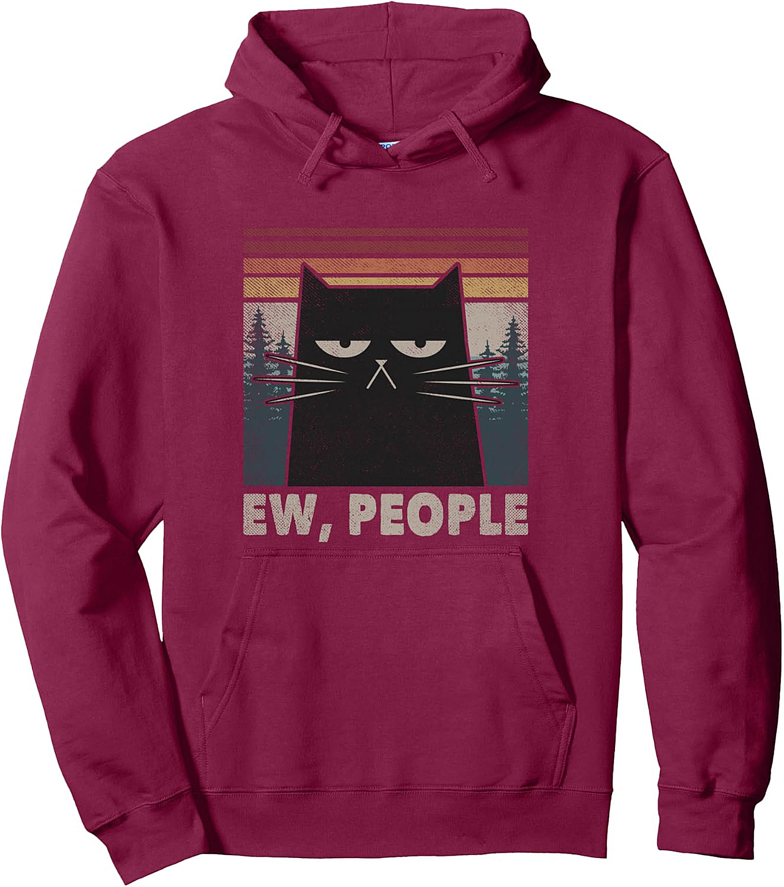 Ew People Black Cat Pullover Hoodie | Funny Introvert