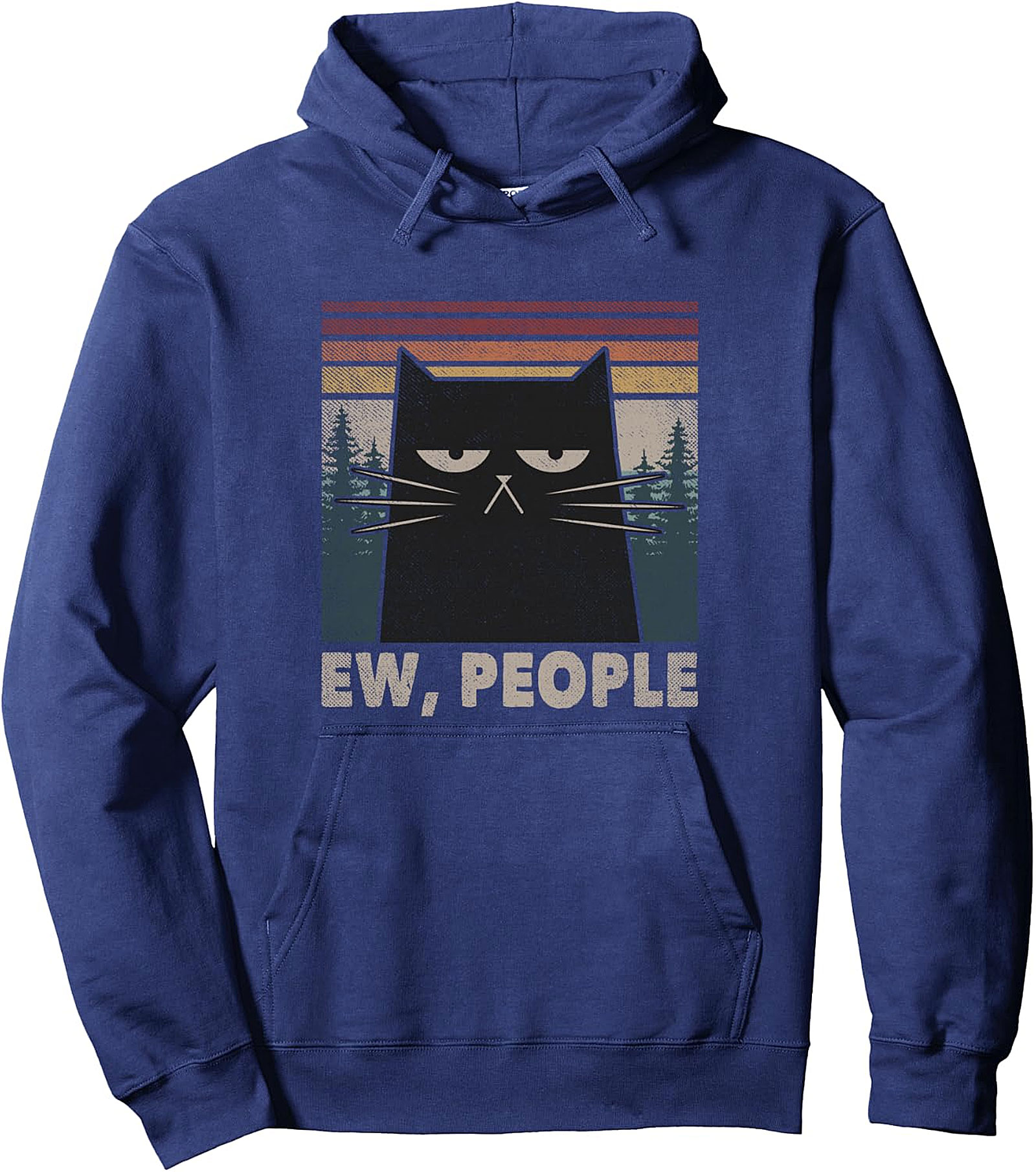 Ew People Black Cat Pullover Hoodie | Funny Introvert