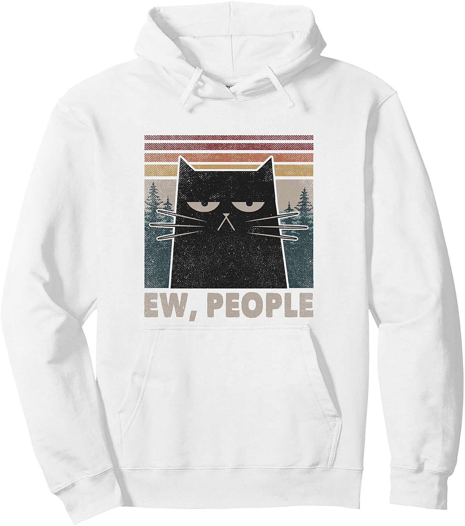 Ew People Black Cat Pullover Hoodie | Funny Introvert