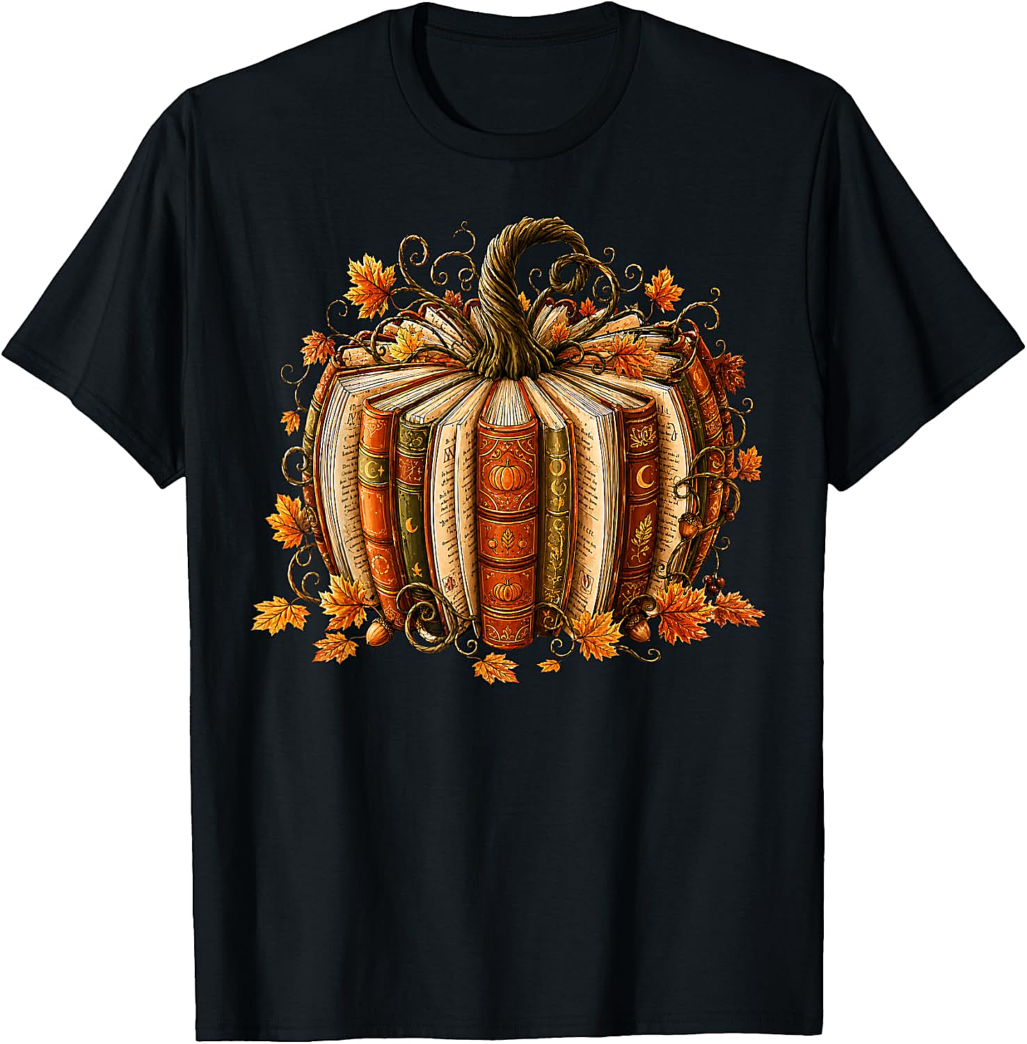 Fall Reading Pumpkin Book Teacher T-Shirt Unisex Tee