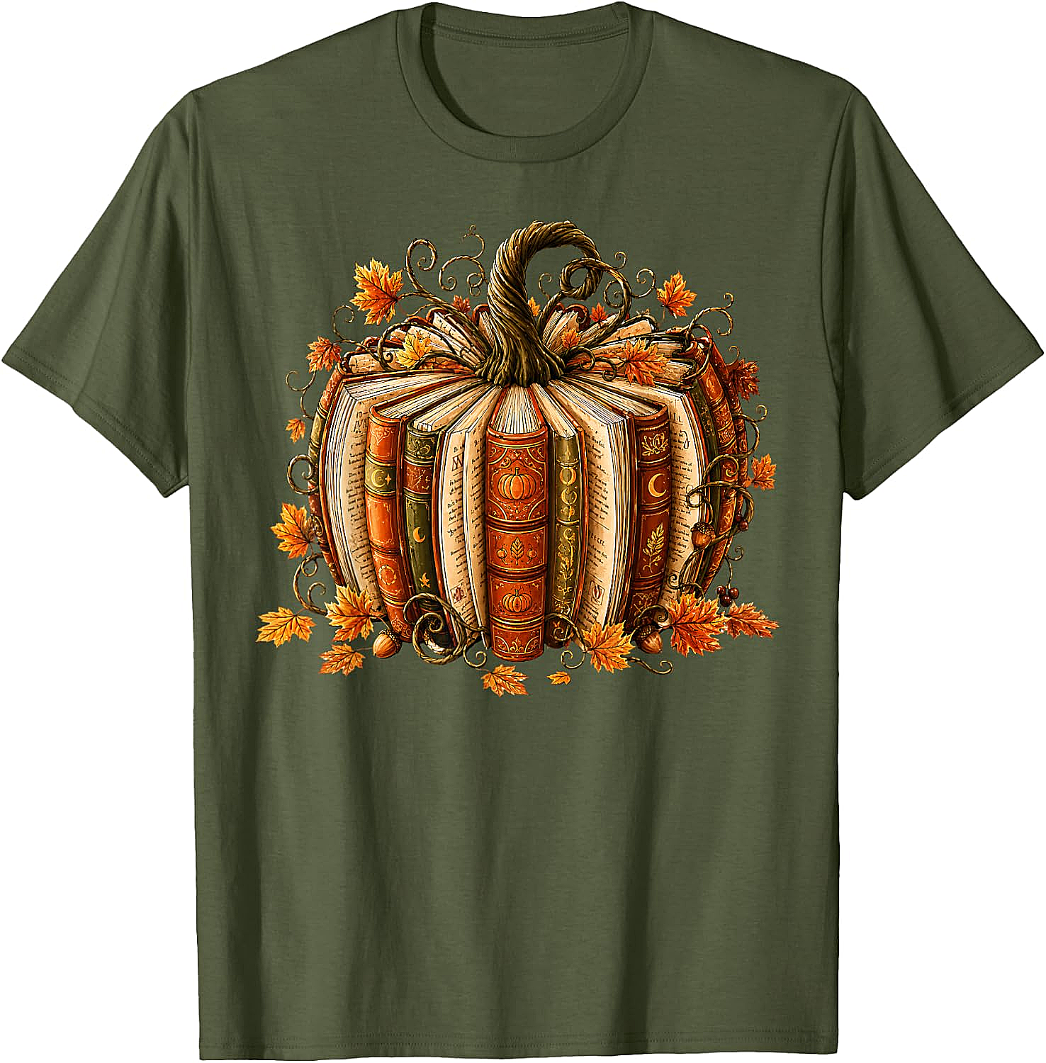  Fall Reading Pumpkin Book Teacher T-Shirt Unisex Tee