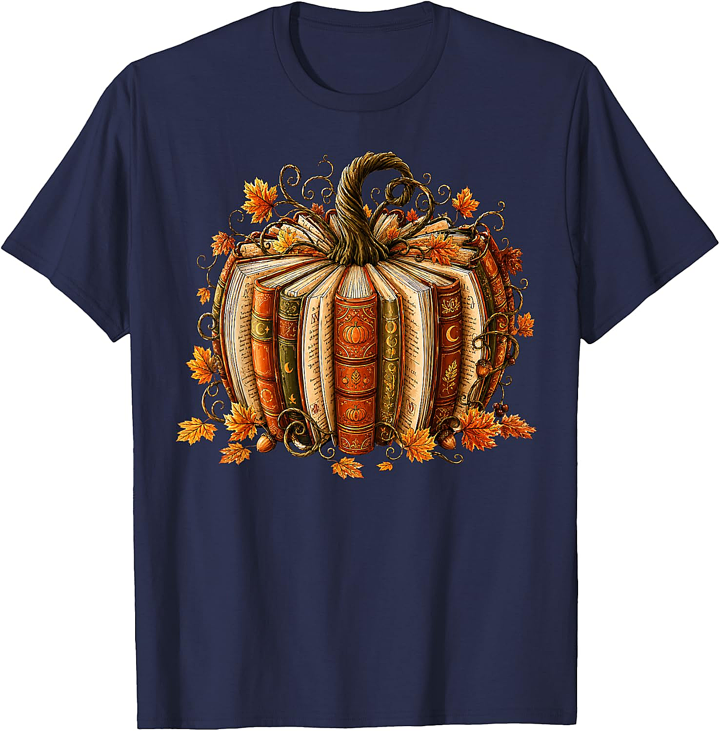  Fall Reading Pumpkin Book Teacher T-Shirt Unisex Tee
