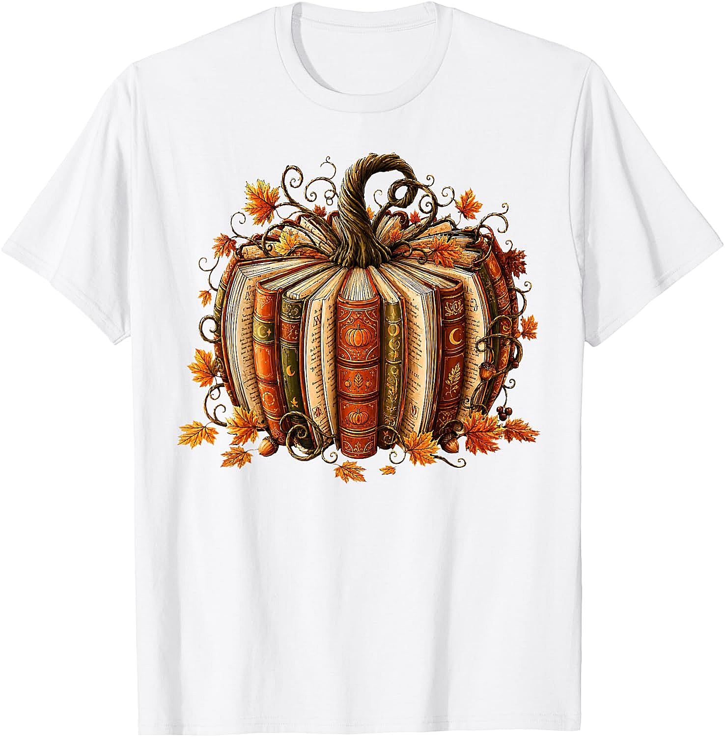  Fall Reading Pumpkin Book Teacher T-Shirt Unisex Tee