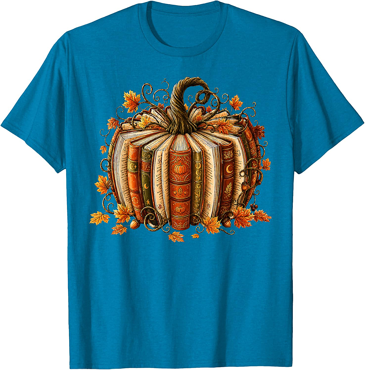  Fall Reading Pumpkin Book Teacher T-Shirt Unisex Tee
