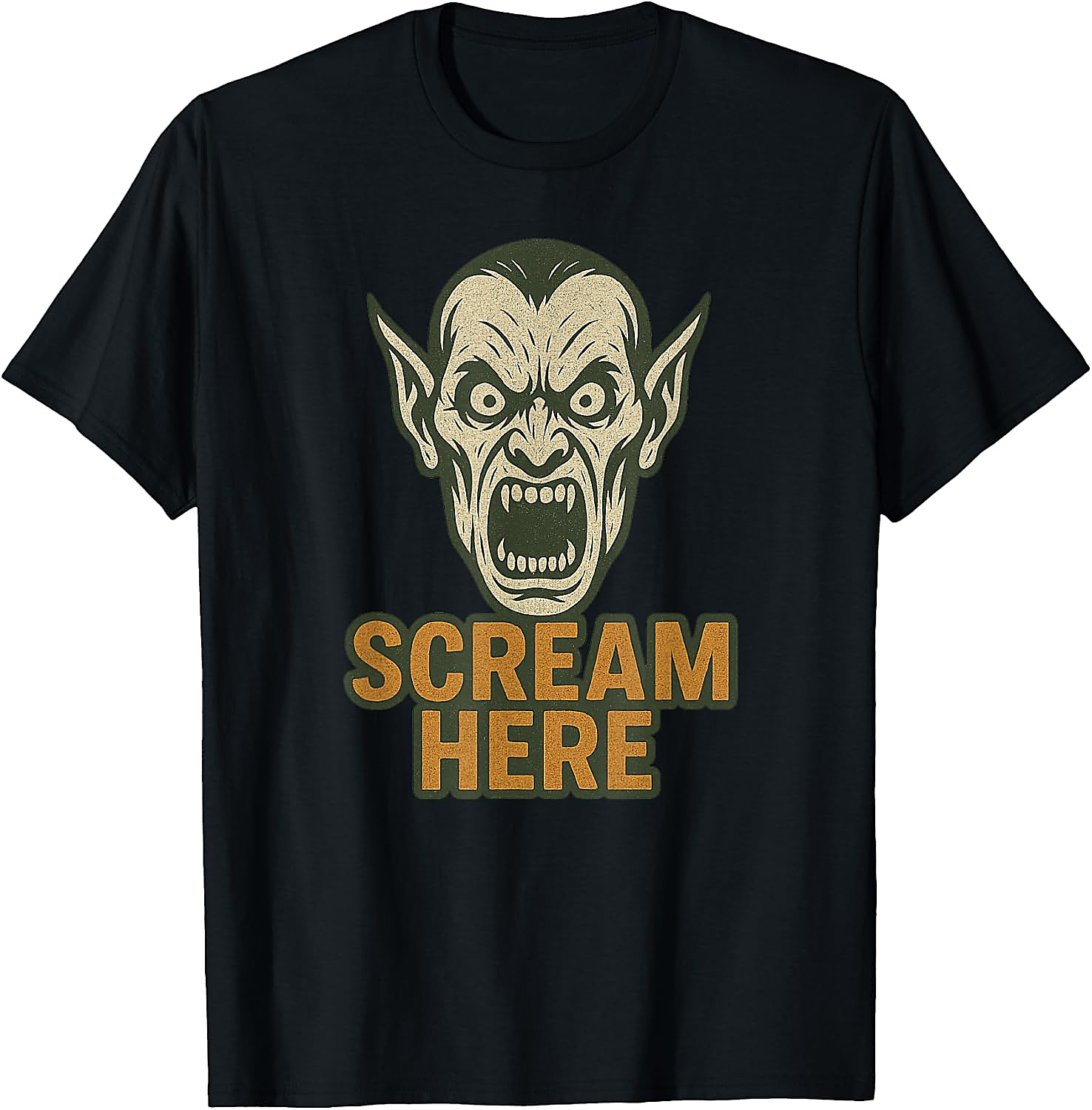 Scream Here Vampire Halloween T-Shirt | Funny Scary Tee