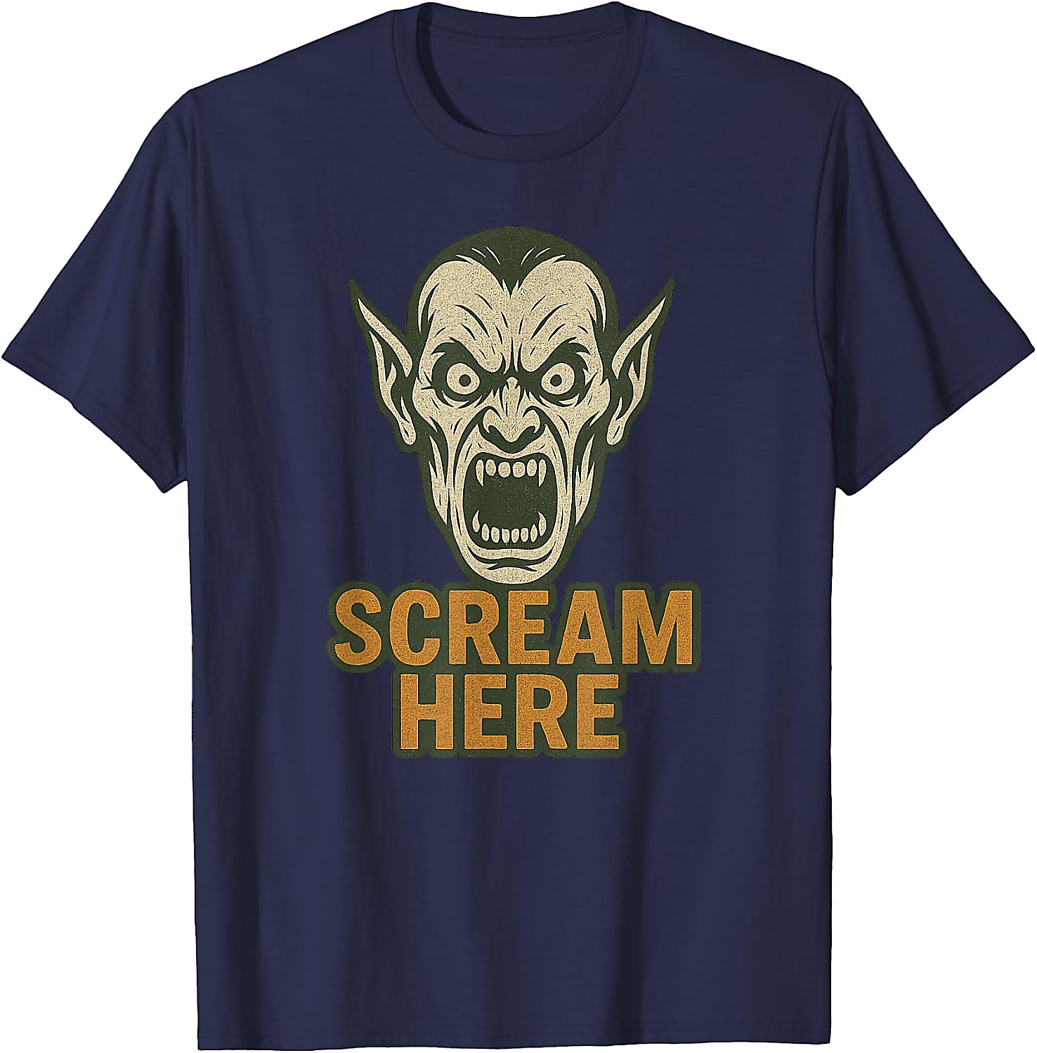 Scream Here Vampire Halloween T-Shirt | Funny Scary Tee