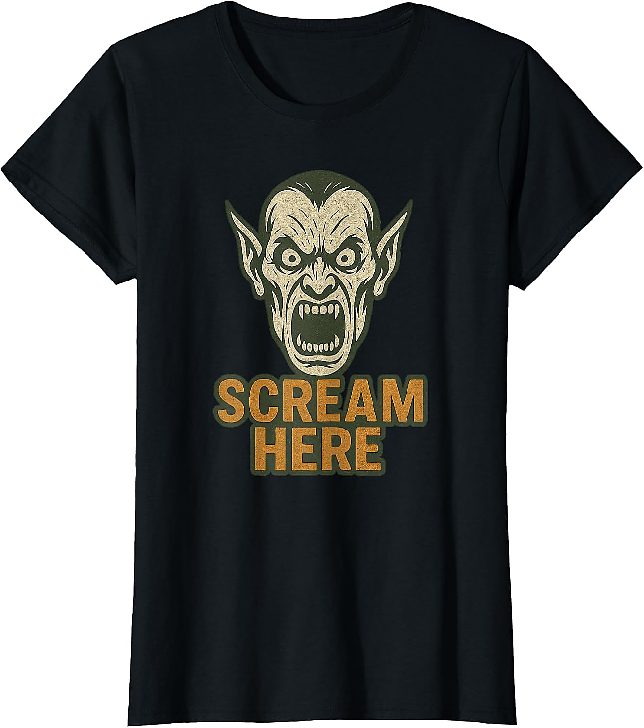 Scream Here Vampire Halloween T-Shirt | Funny Scary Tee