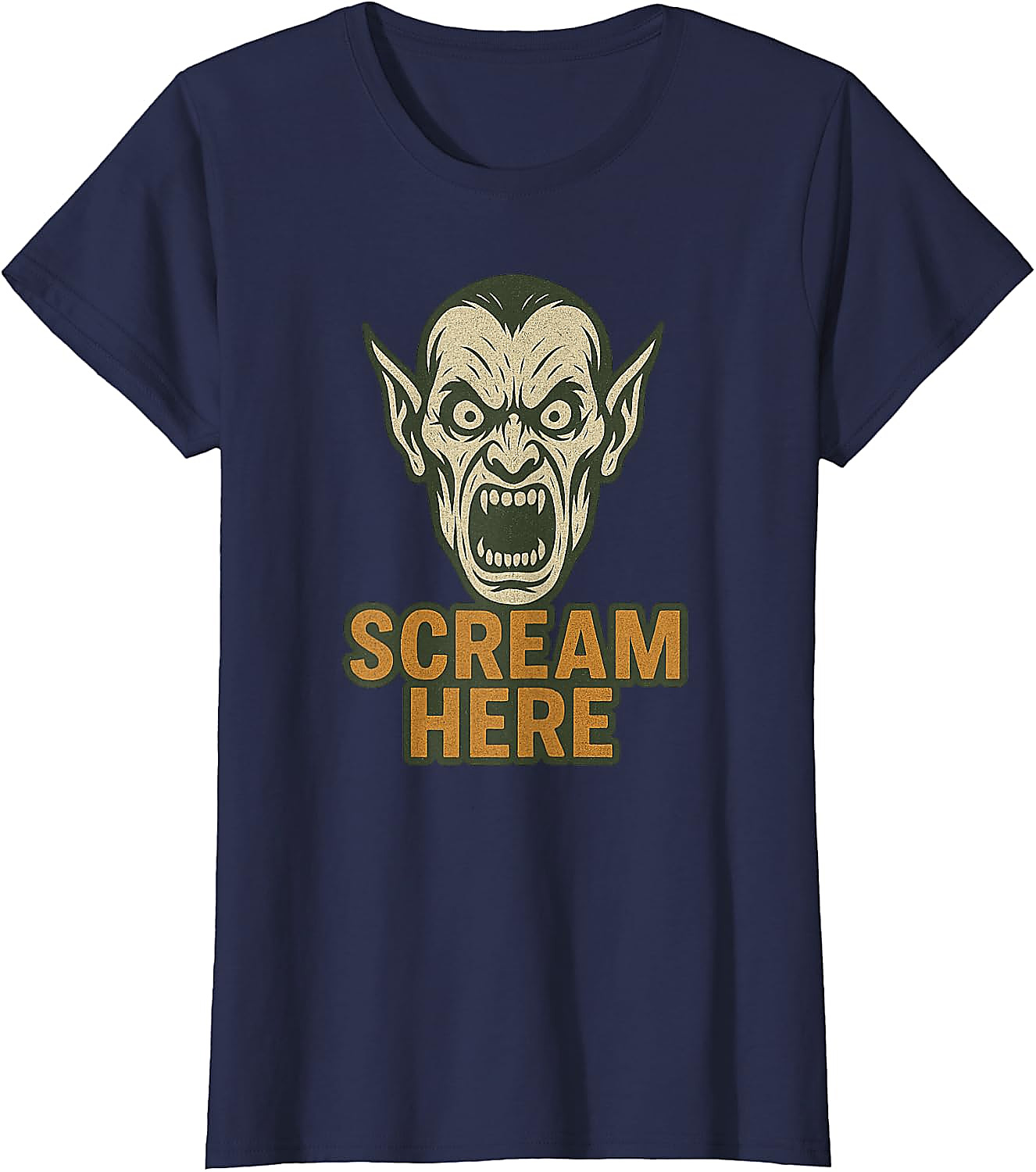 Scream Here Vampire Halloween T-Shirt | Funny Scary Tee