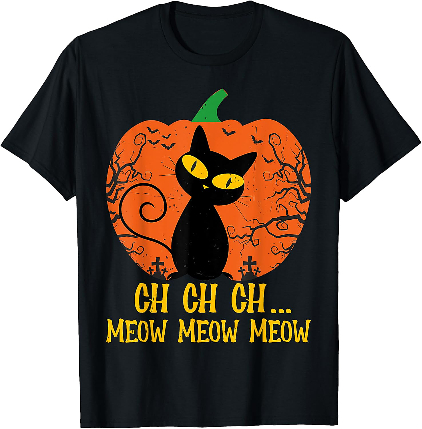 Ch Ch Ch Meow Meow Halloween Cat T-Shirt | Funny Horror Tee
