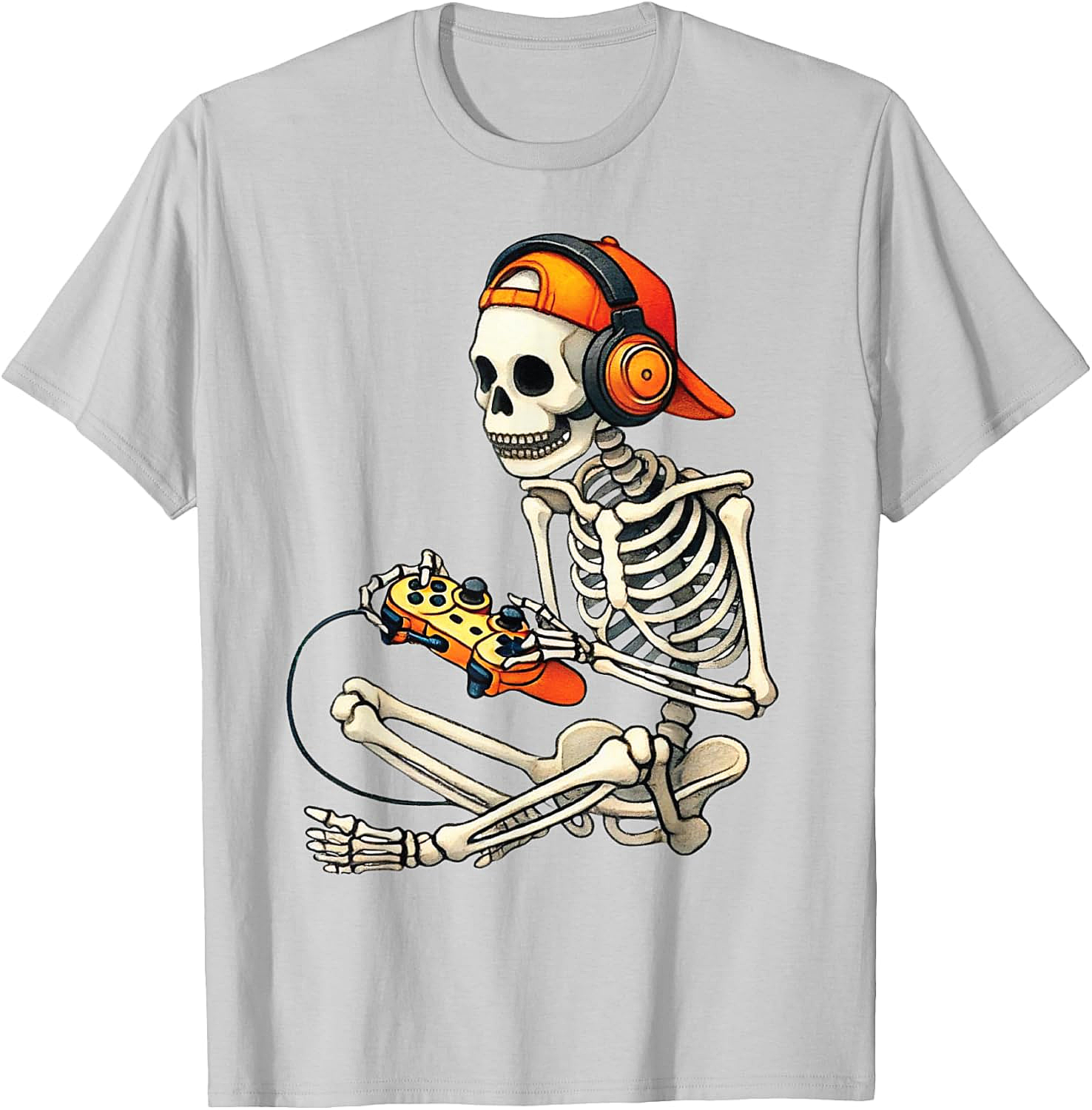  Halloween Skeleton Gamer T-Shirt Funny Gaming Tee