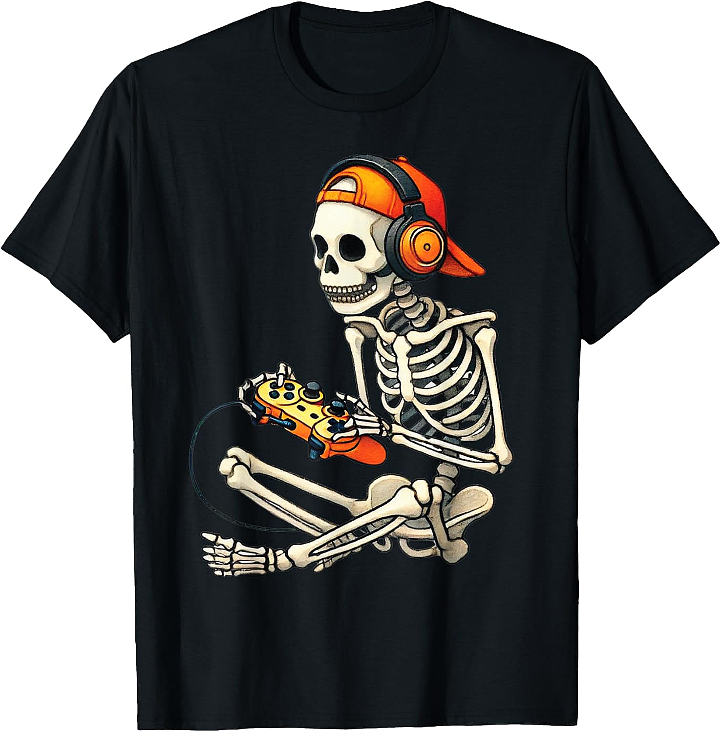 Halloween Skeleton Gamer T-Shirt Funny Gaming Tee