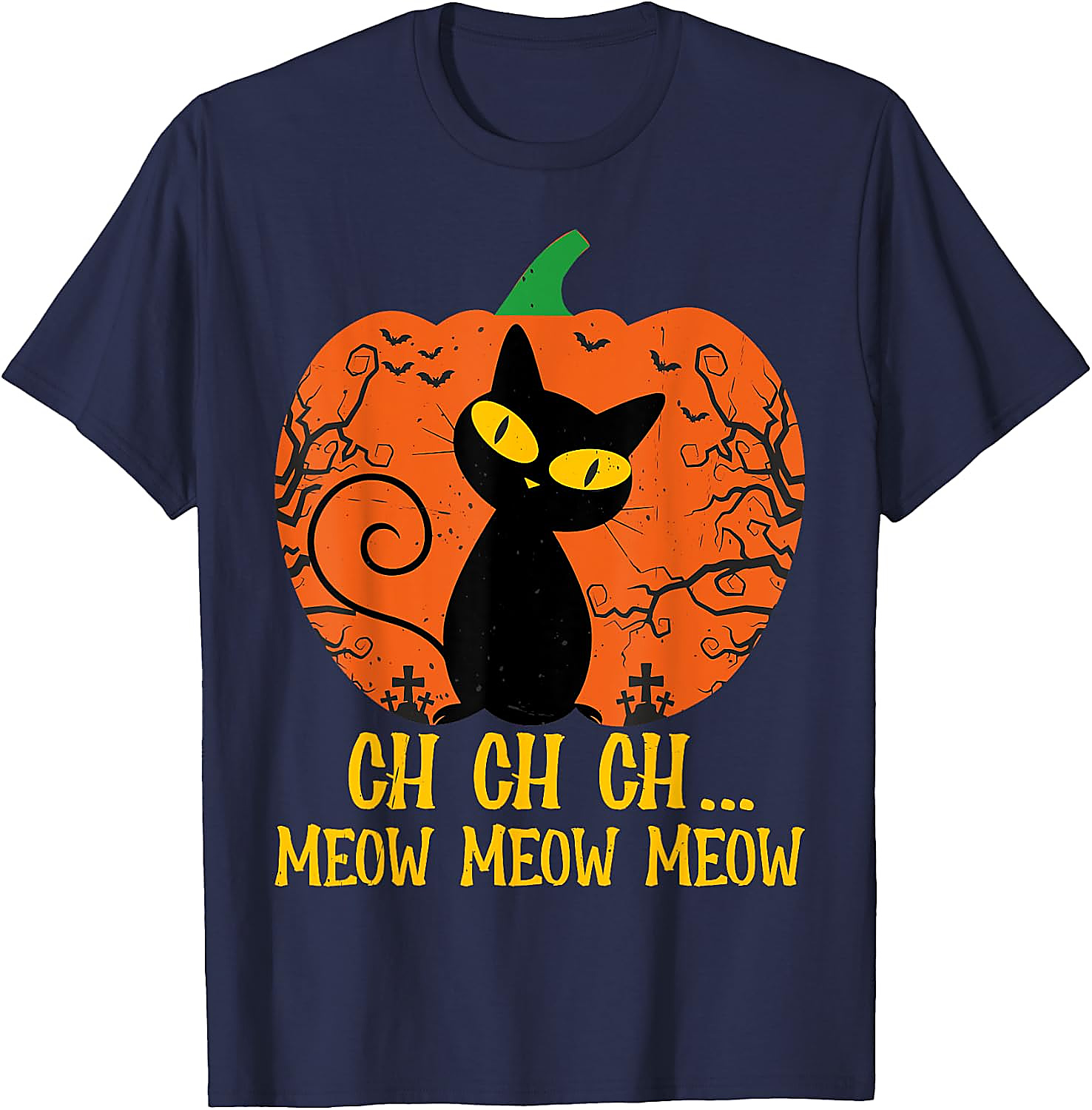 Ch Ch Ch Meow Meow Halloween Cat T-Shirt | Funny Horror Tee