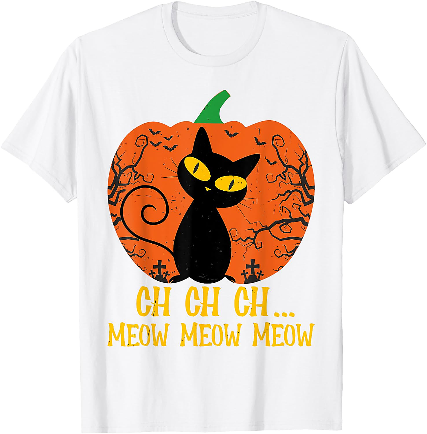 Ch Ch Ch Meow Meow Halloween Cat T-Shirt | Funny Horror Tee