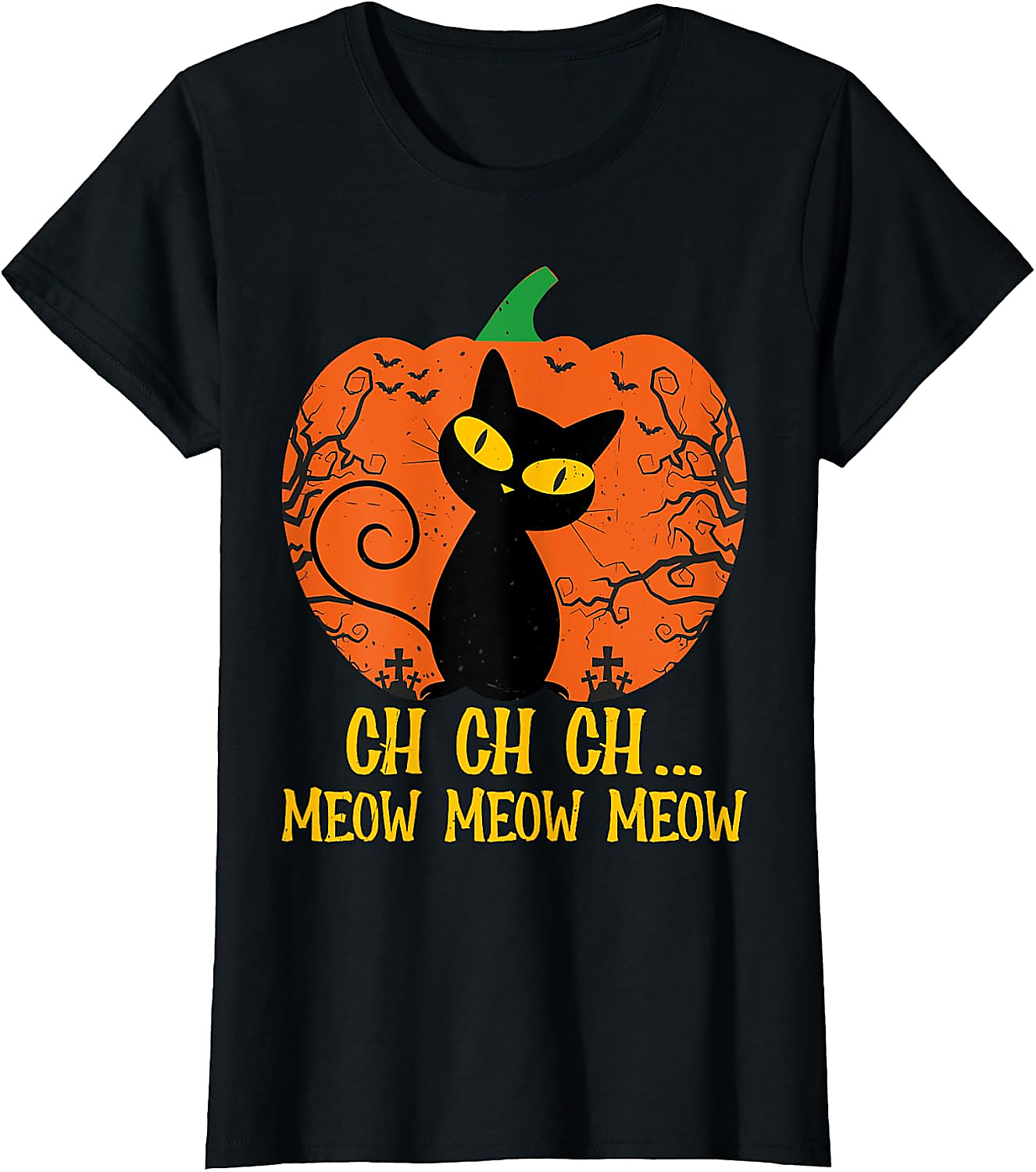 Ch Ch Ch Meow Meow Halloween Cat T-Shirt | Funny Horror Tee