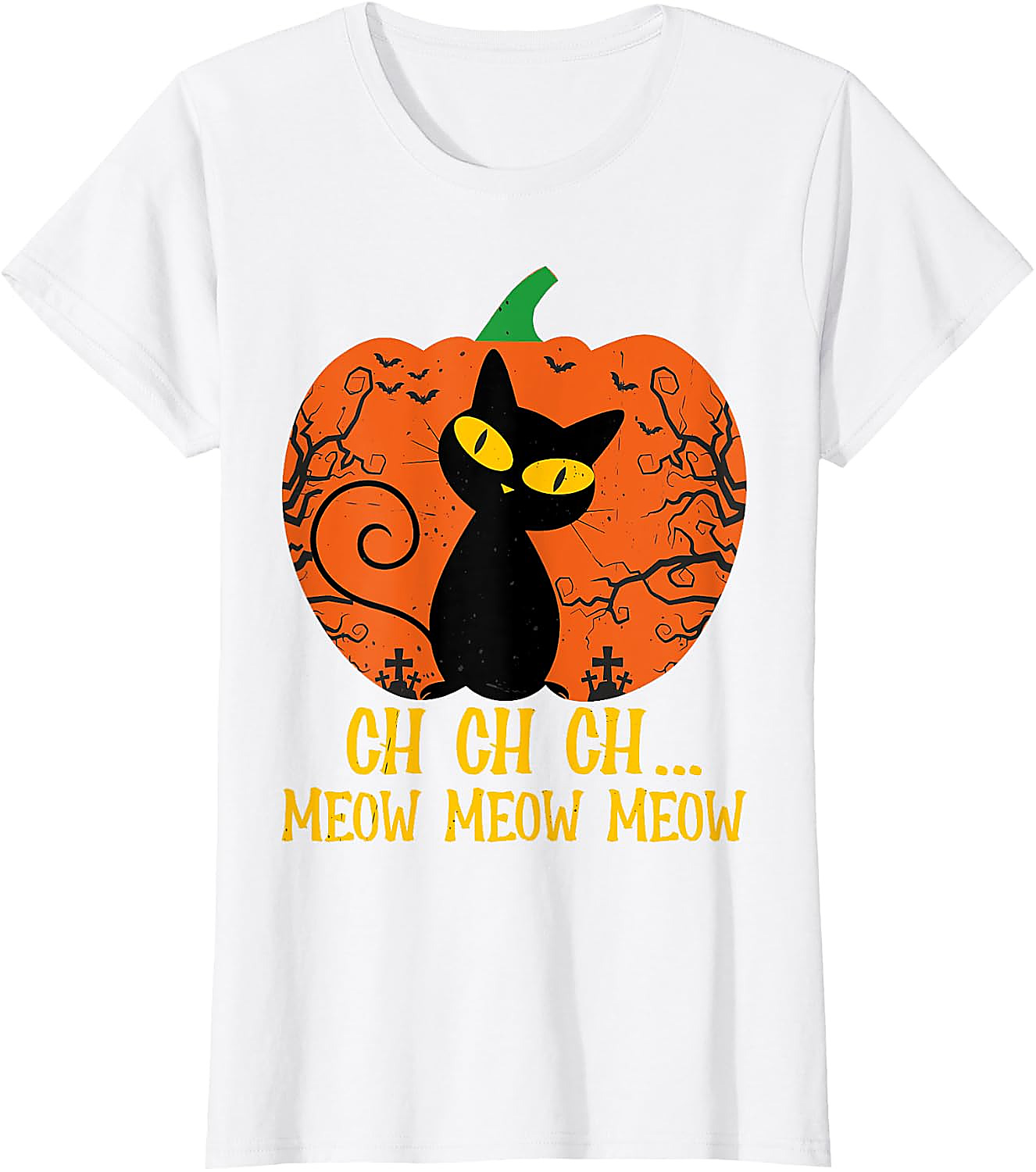 Ch Ch Ch Meow Meow Halloween Cat T-Shirt | Funny Horror Tee