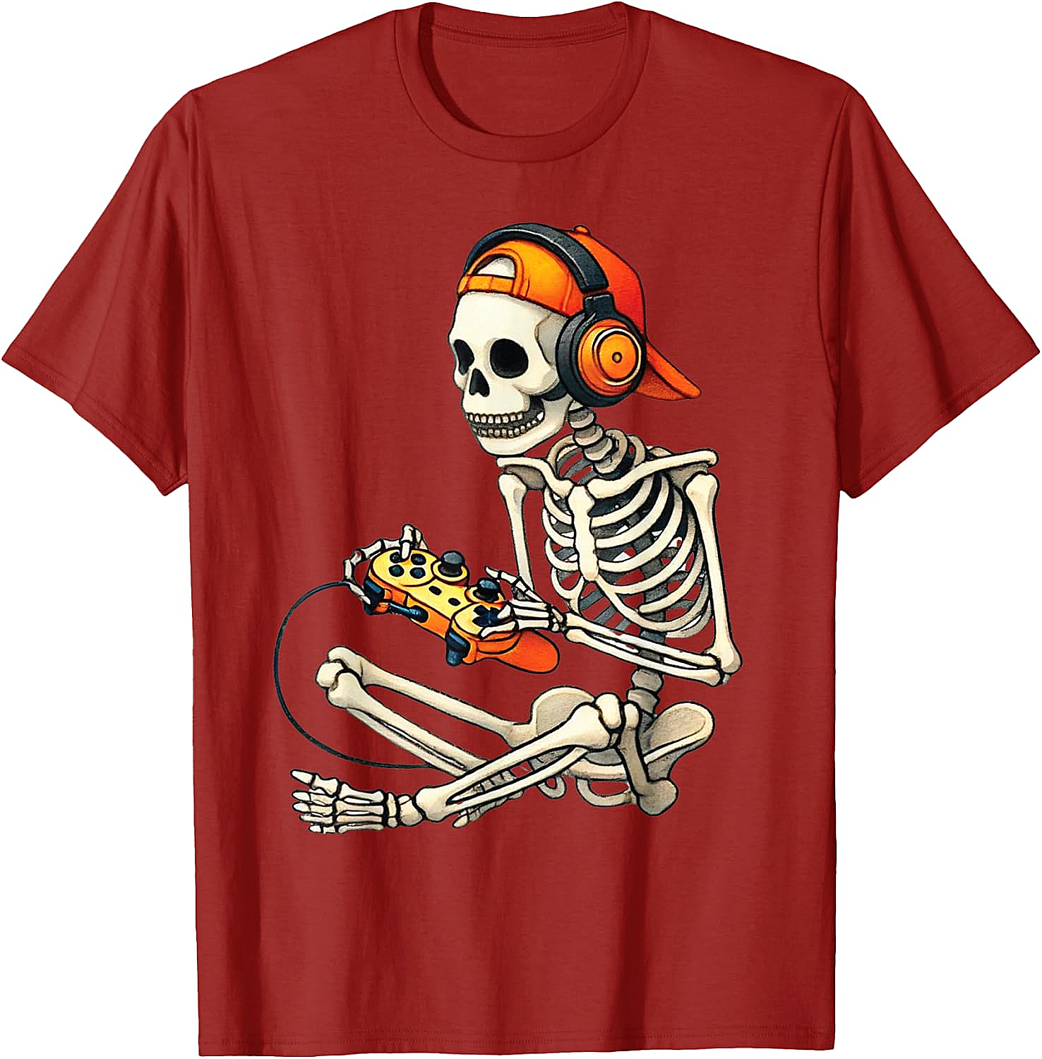  Halloween Skeleton Gamer T-Shirt Funny Gaming Tee