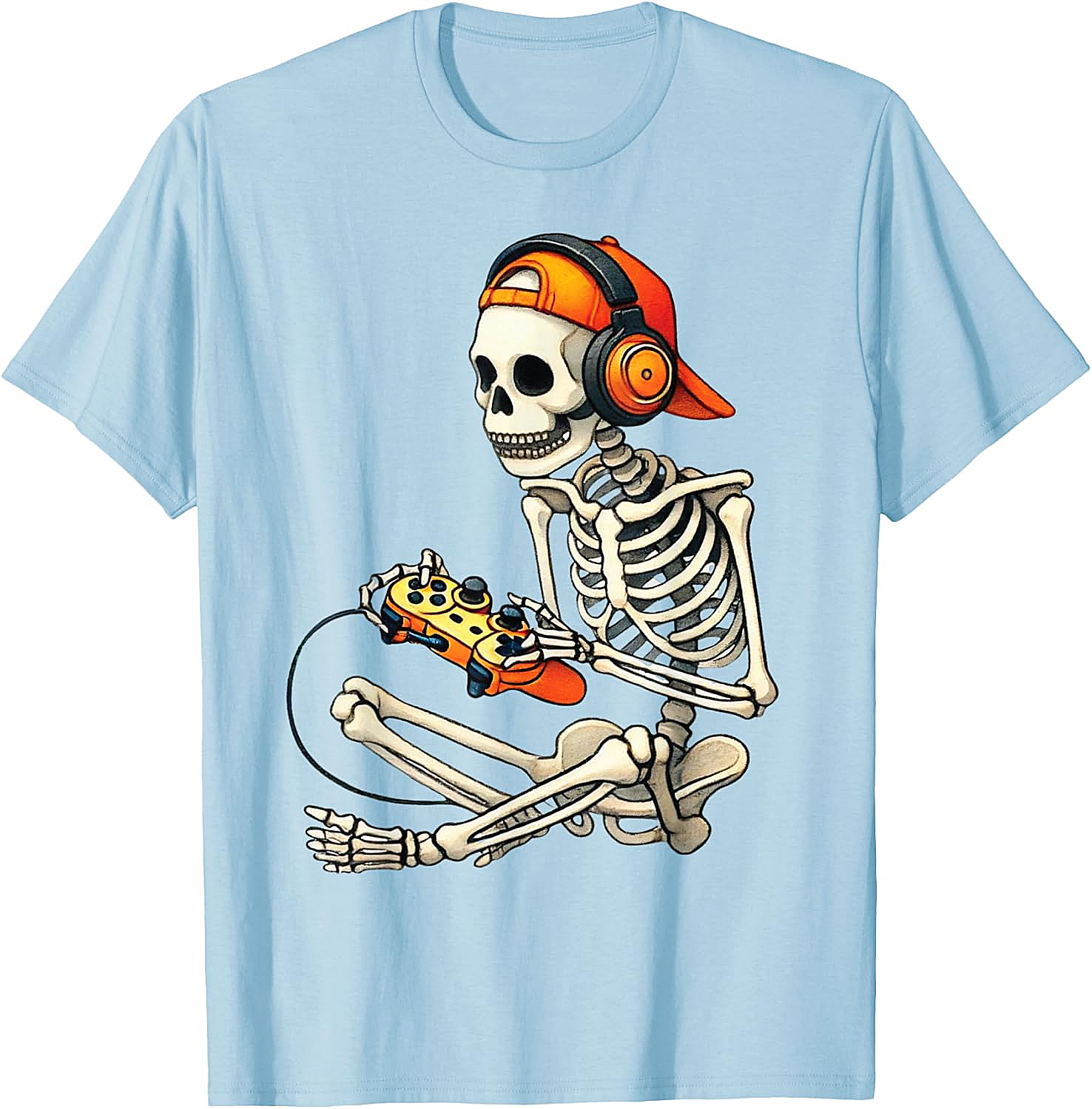  Halloween Skeleton Gamer T-Shirt Funny Gaming Tee