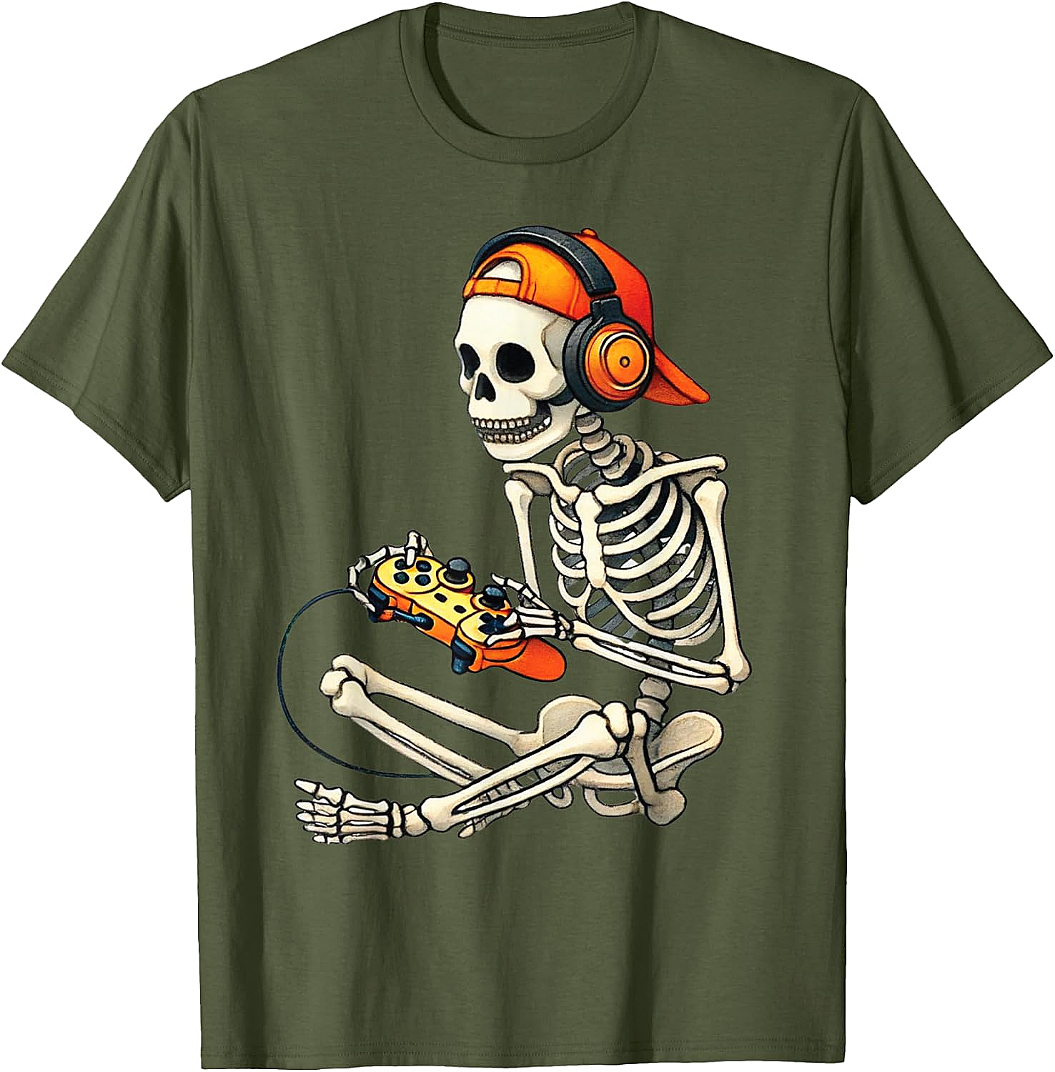  Halloween Skeleton Gamer T-Shirt Funny Gaming Tee
