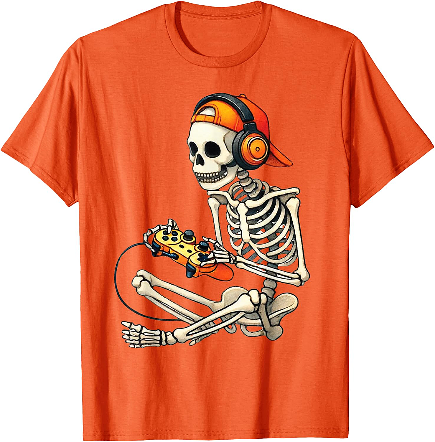  Halloween Skeleton Gamer T-Shirt Funny Gaming Tee