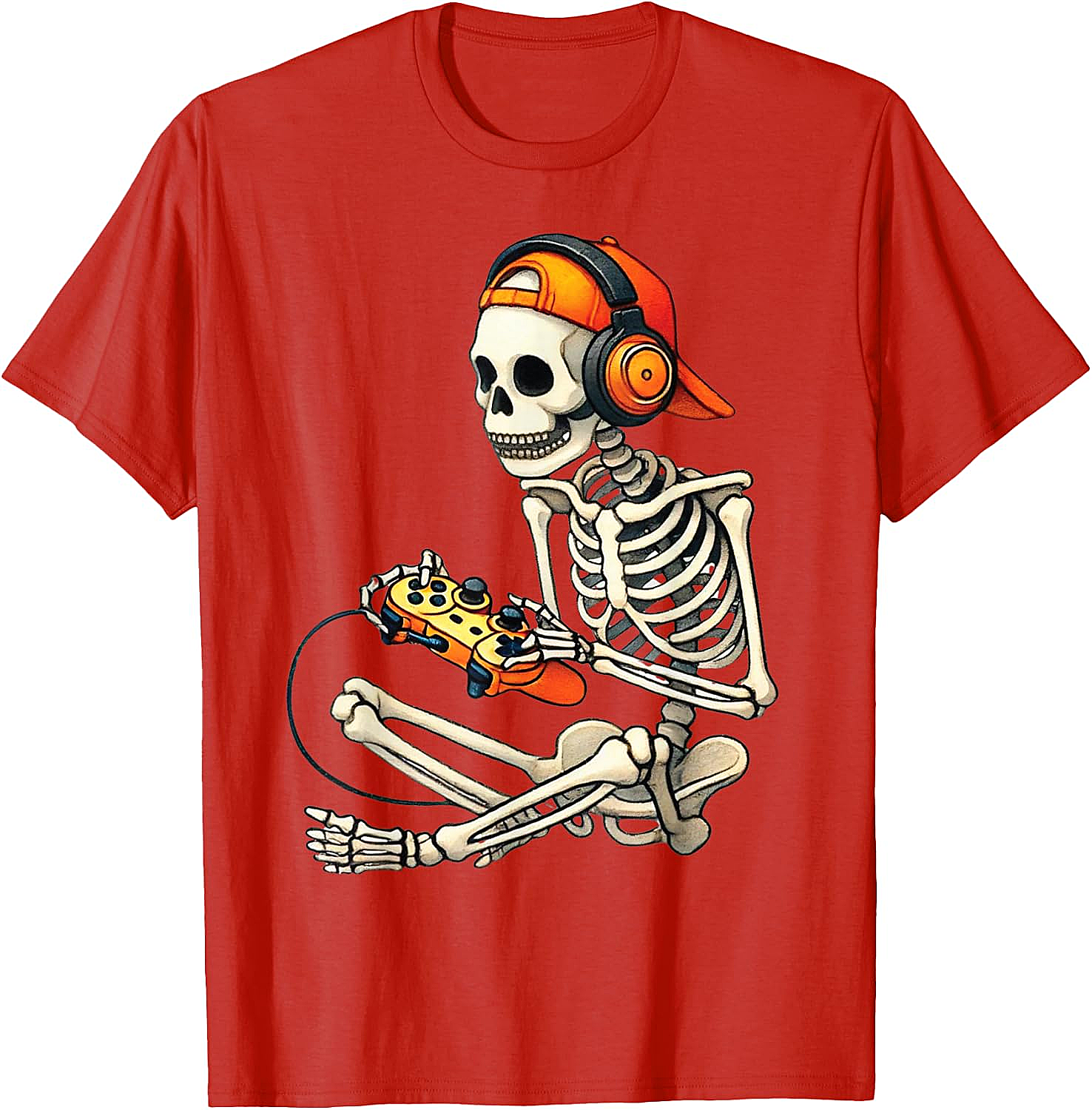  Halloween Skeleton Gamer T-Shirt Funny Gaming Tee