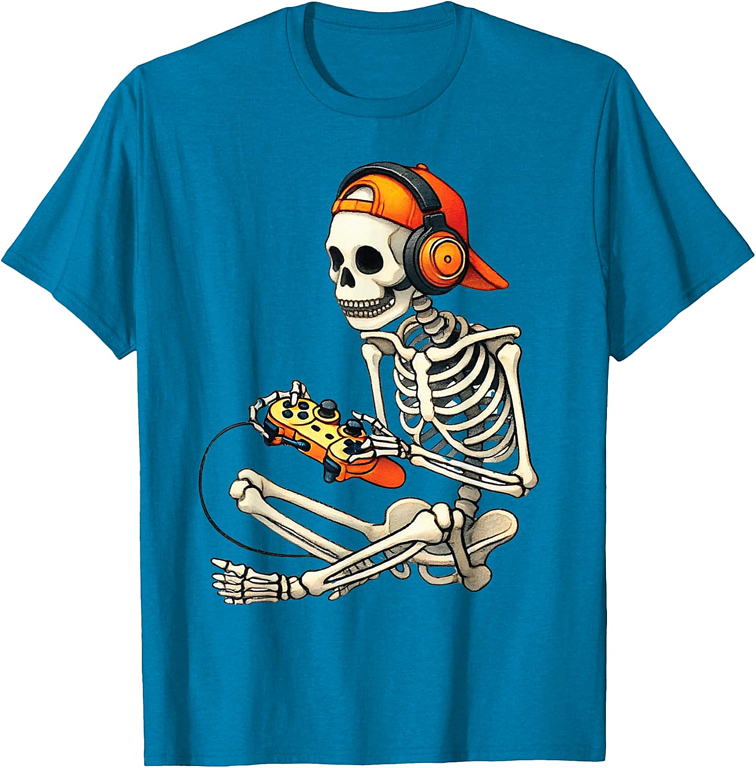 Halloween Skeleton Gamer T-Shirt Funny Gaming Tee