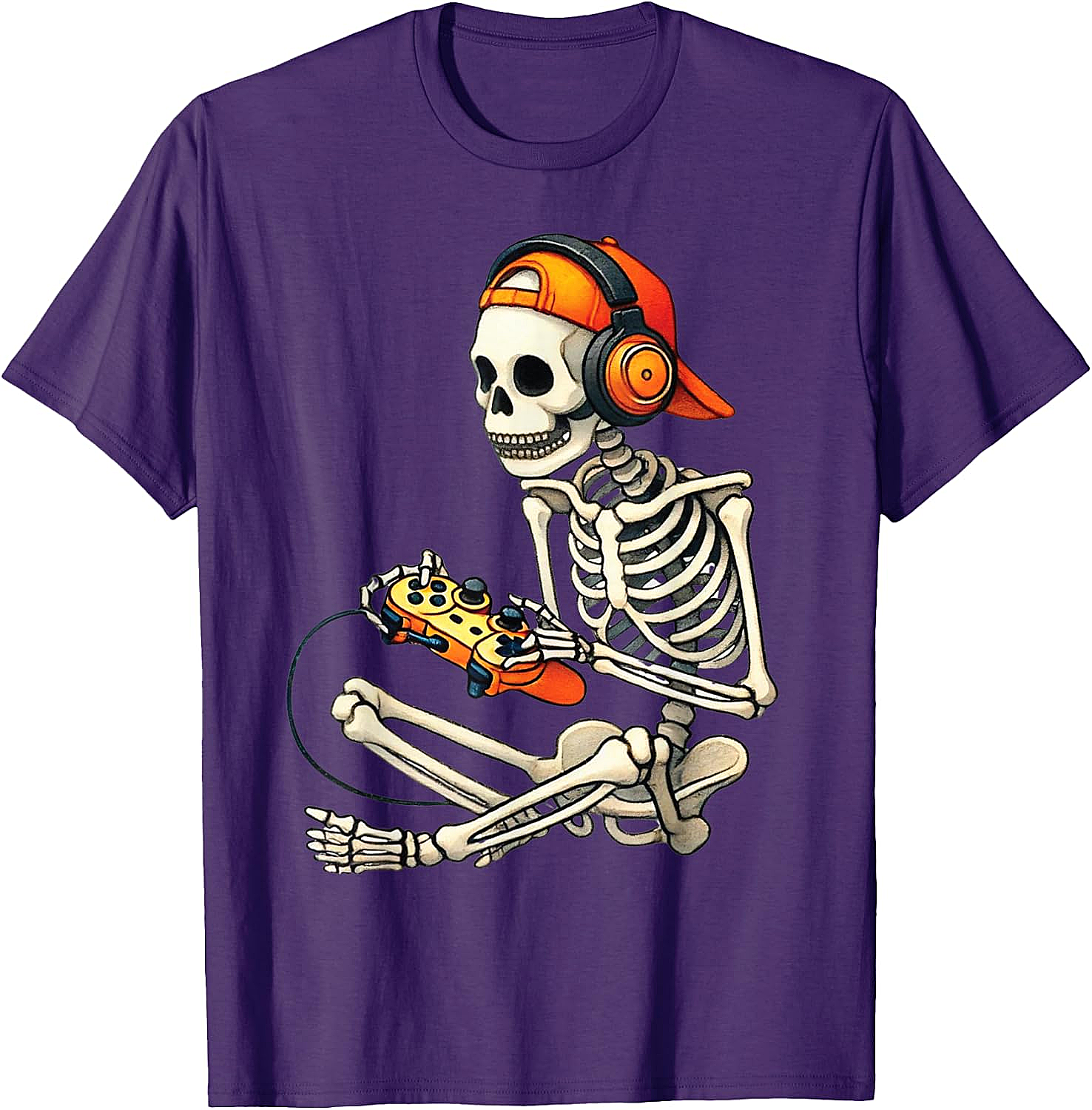  Halloween Skeleton Gamer T-Shirt Funny Gaming Tee