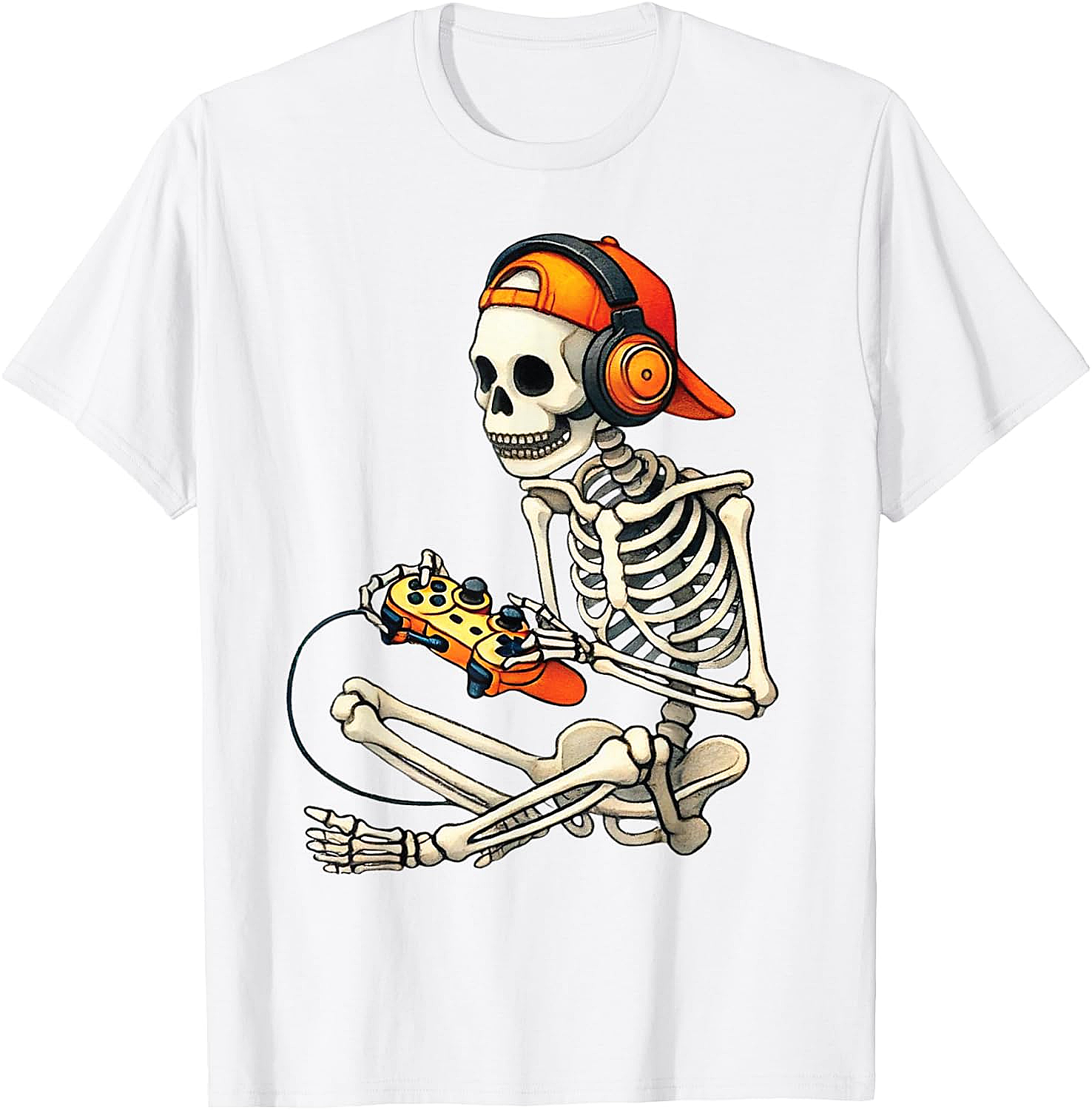  Halloween Skeleton Gamer T-Shirt Funny Gaming Tee