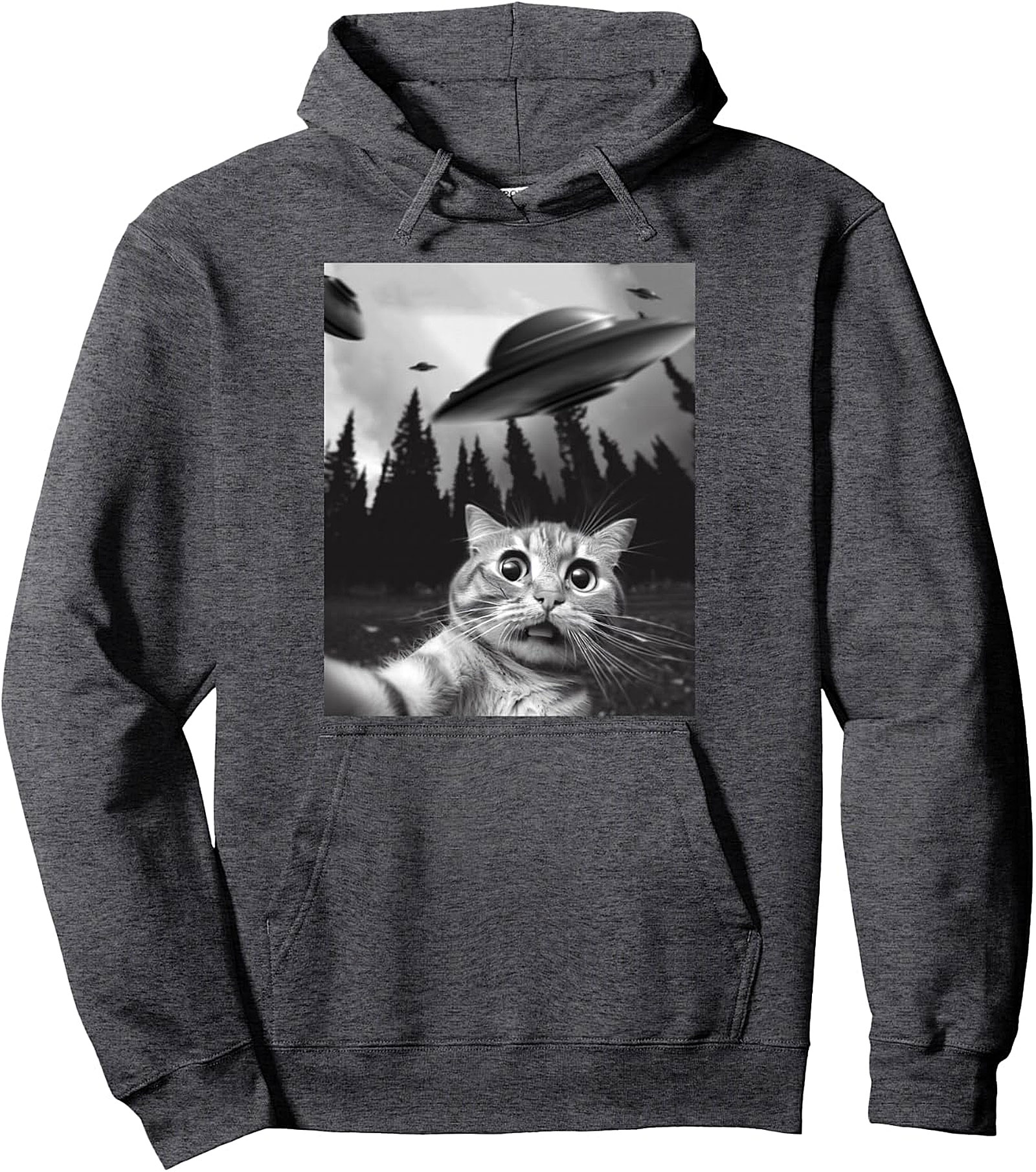 Funny Cat Selfie UFO Pullover Hoodie | Cozy & Unique