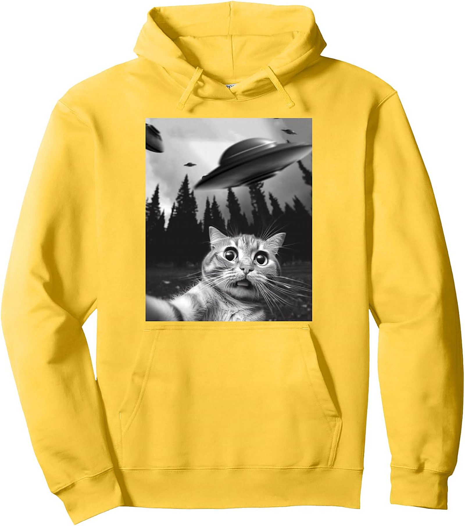 Funny Cat Selfie UFO Pullover Hoodie | Cozy & Unique