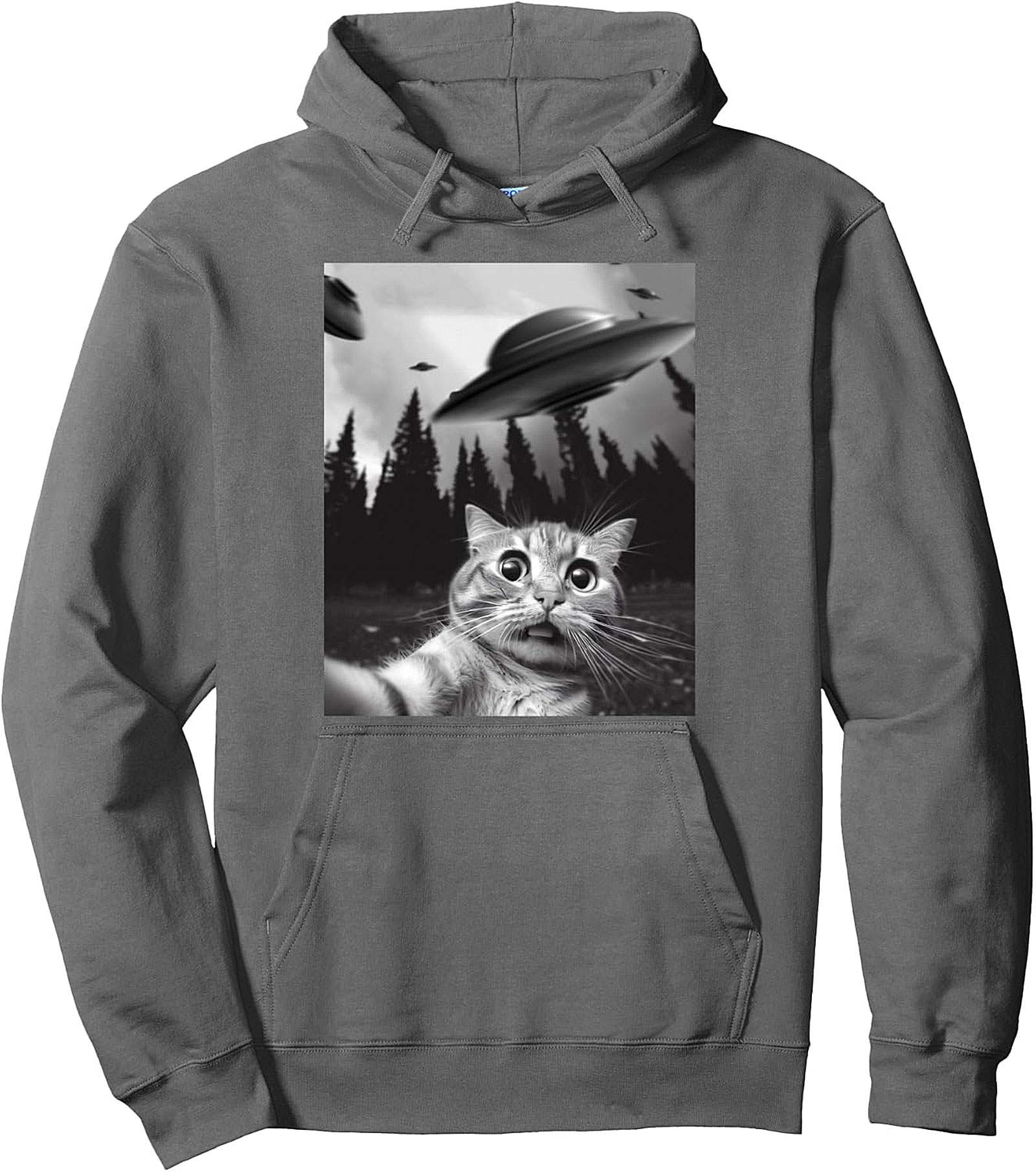 Funny Cat Selfie UFO Pullover Hoodie | Cozy & Unique