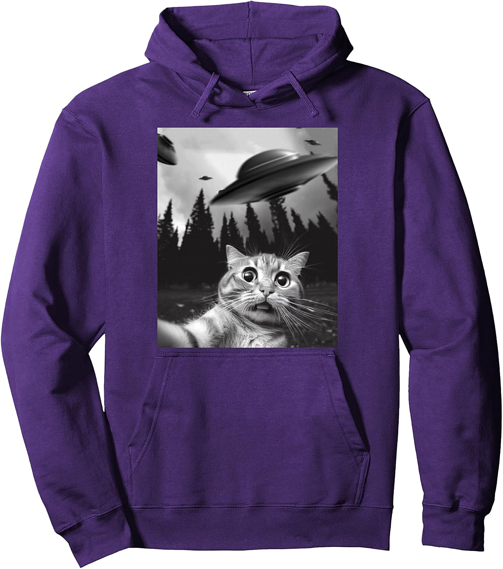 Funny Cat Selfie UFO Pullover Hoodie | Cozy & Unique