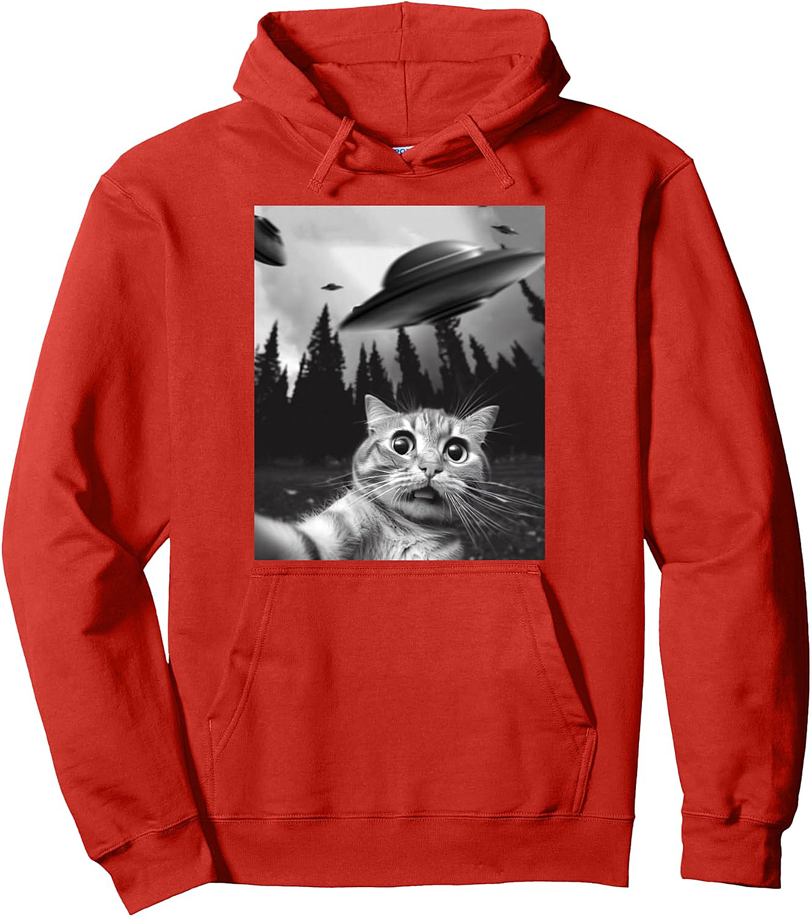 Funny Cat Selfie UFO Pullover Hoodie | Cozy & Unique